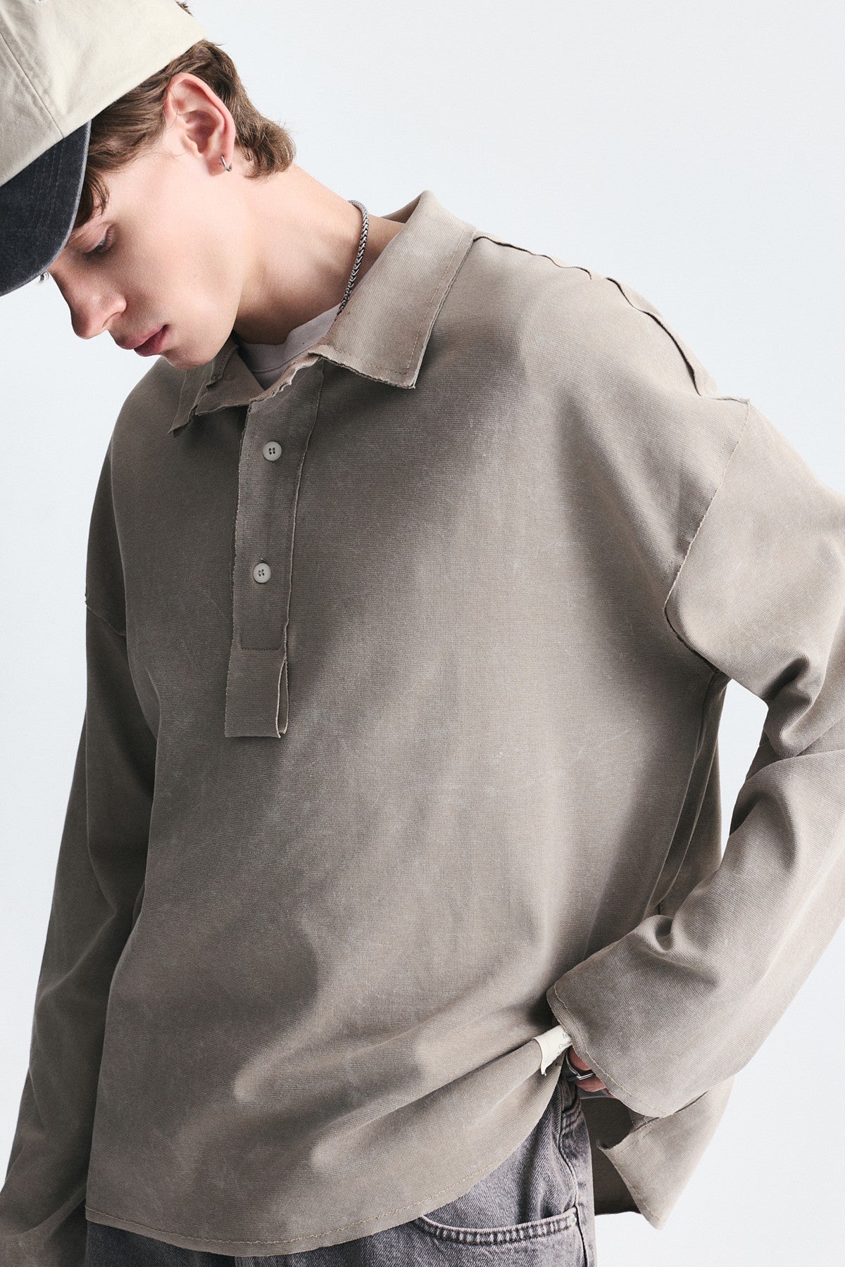 Relax Fit Polo-Neck Sweatshirt