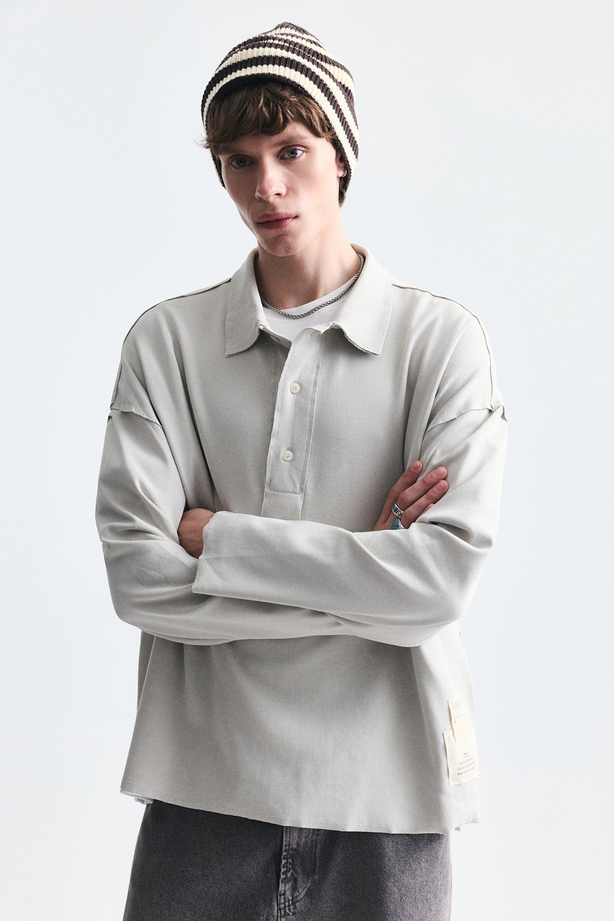 Relax Fit Polo-Neck Sweatshirt