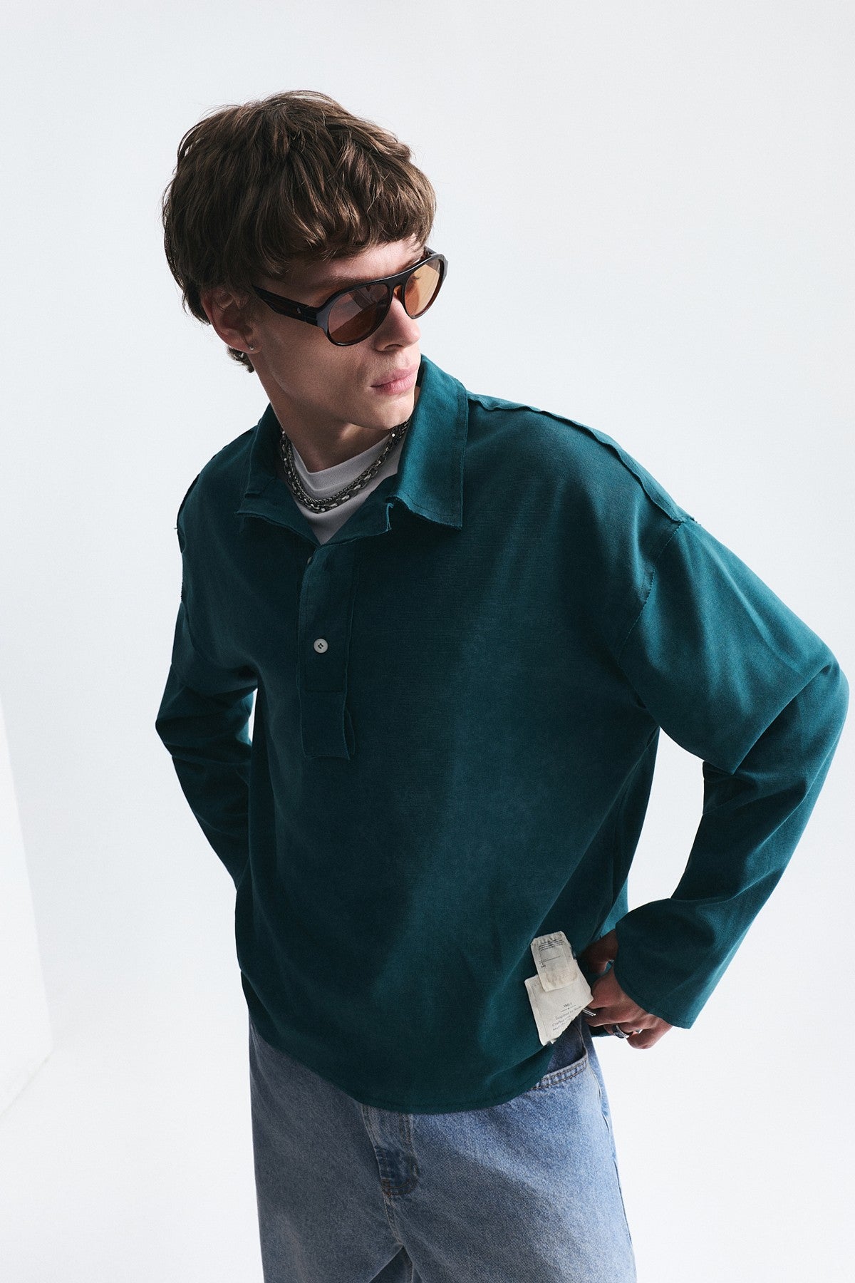 Relax Fit Polo-Neck Sweatshirt