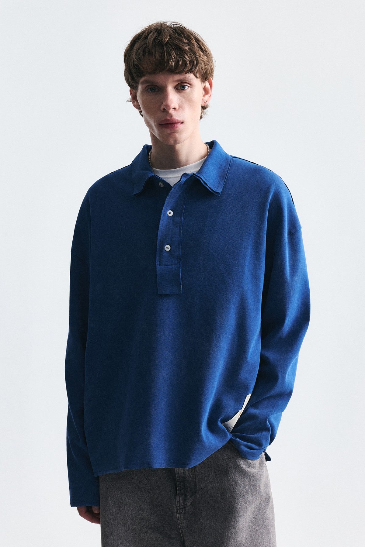 Relax Fit Polo-Neck Sweatshirt