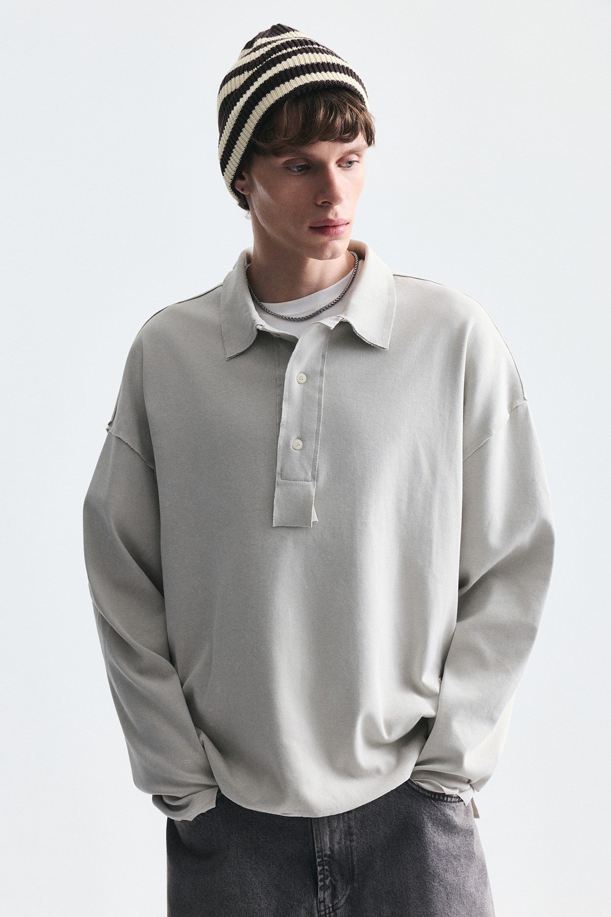 Relax Fit Polo-Neck Sweatshirt