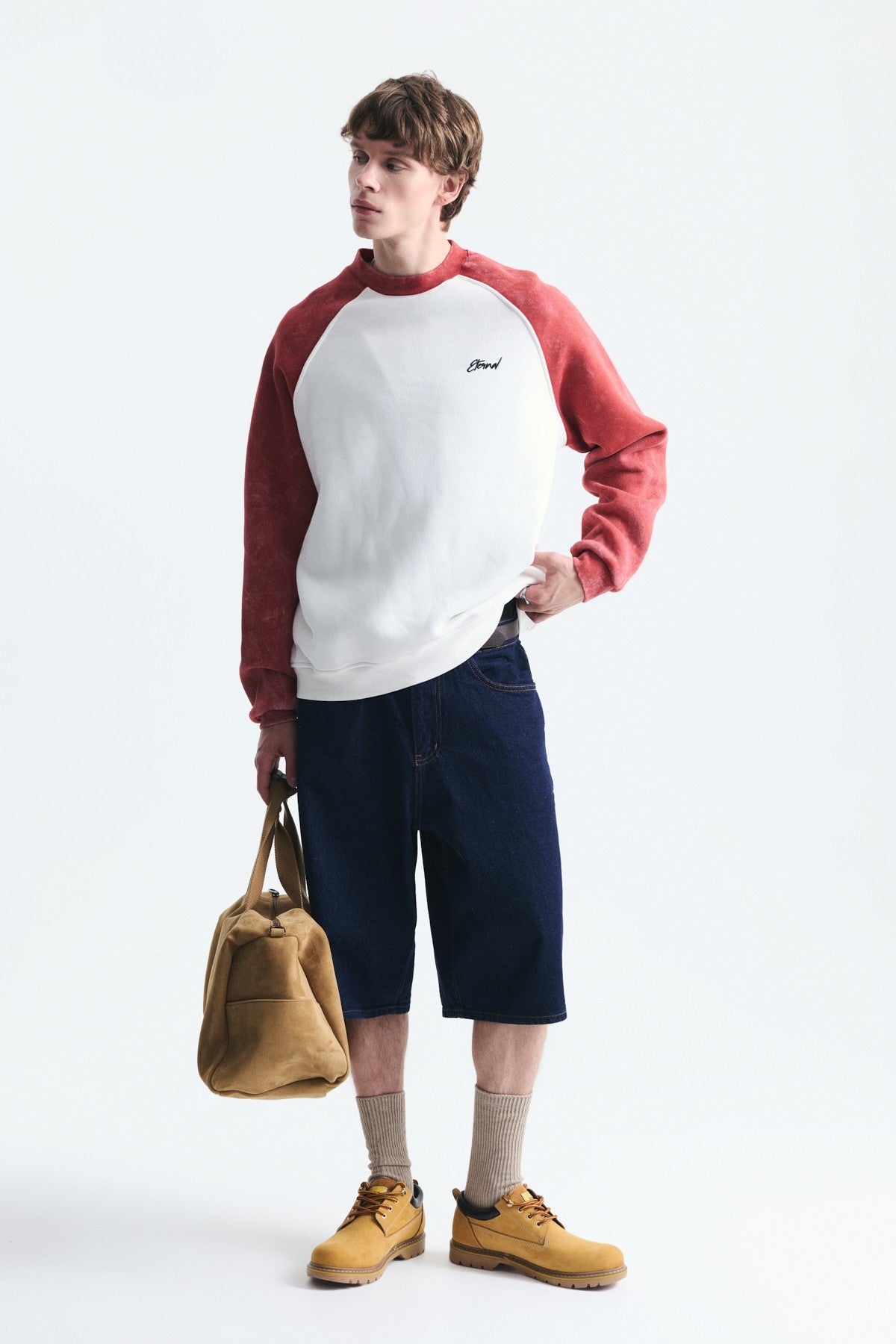Block-Colored Crew-Neck Sweatshirt