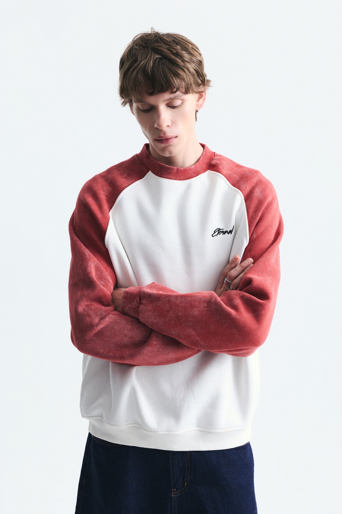 Block-Colored Crew-Neck Sweatshirt