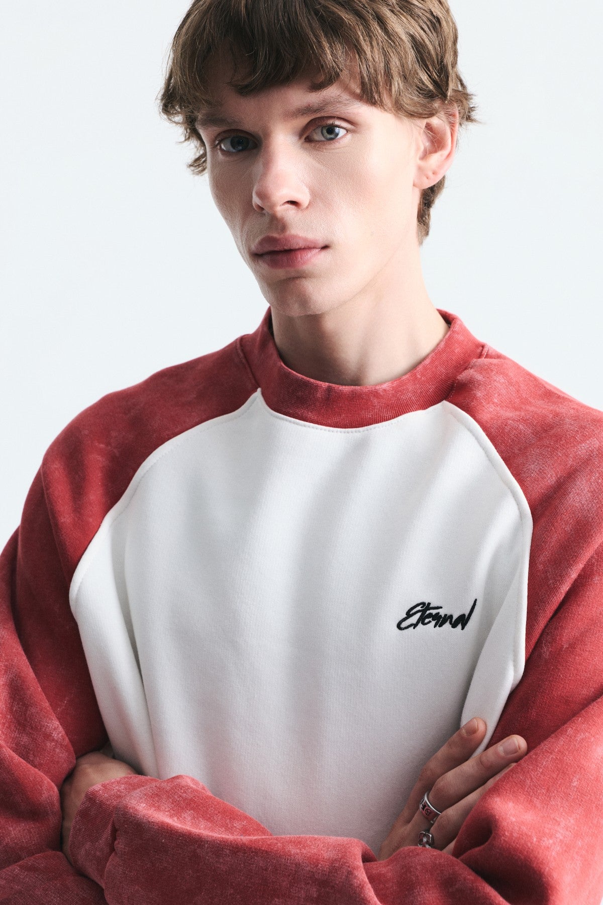 Block-Colored Crew-Neck Sweatshirt