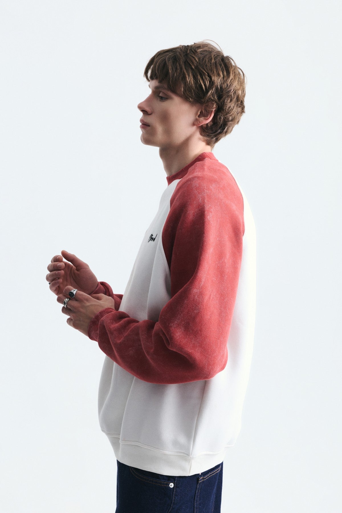 Block-Colored Crew-Neck Sweatshirt