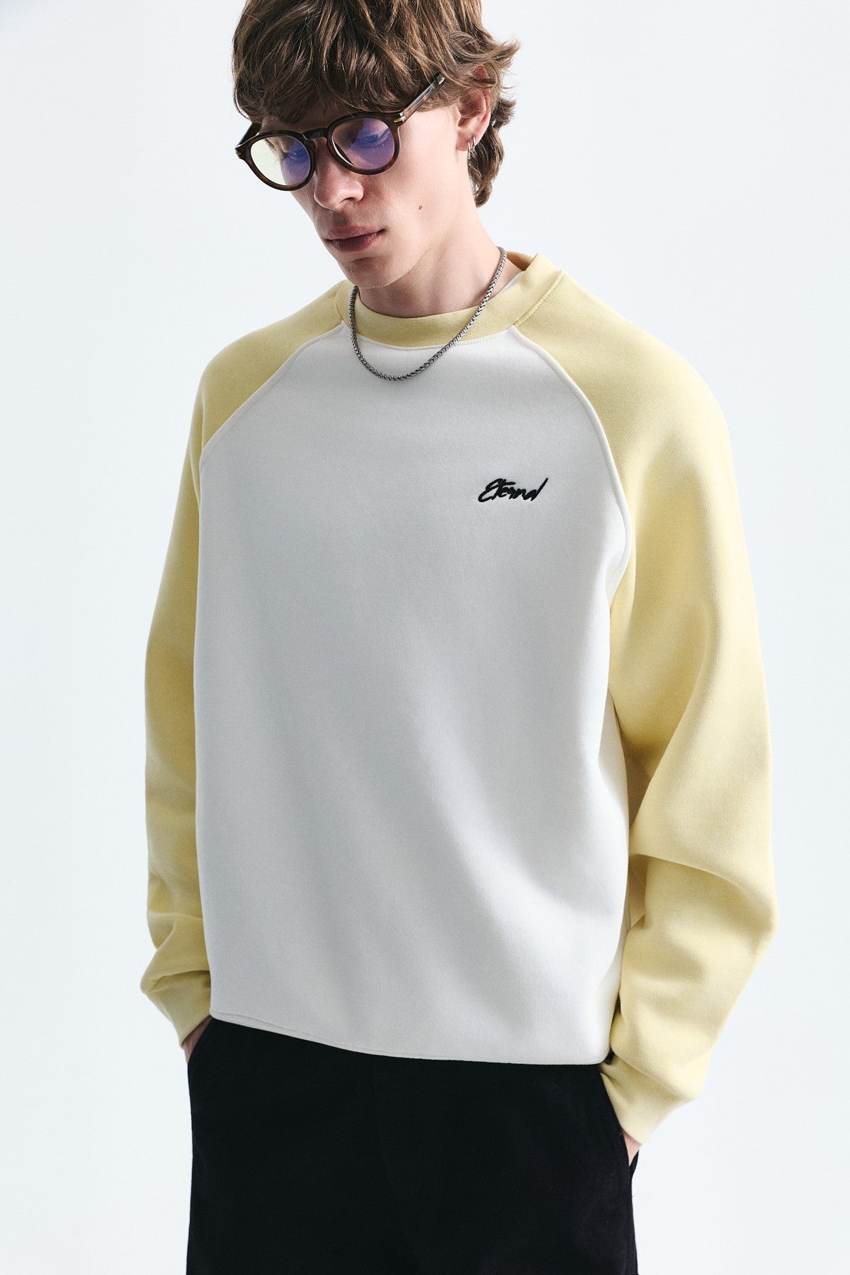 Block-Colored Crew-Neck Sweatshirt