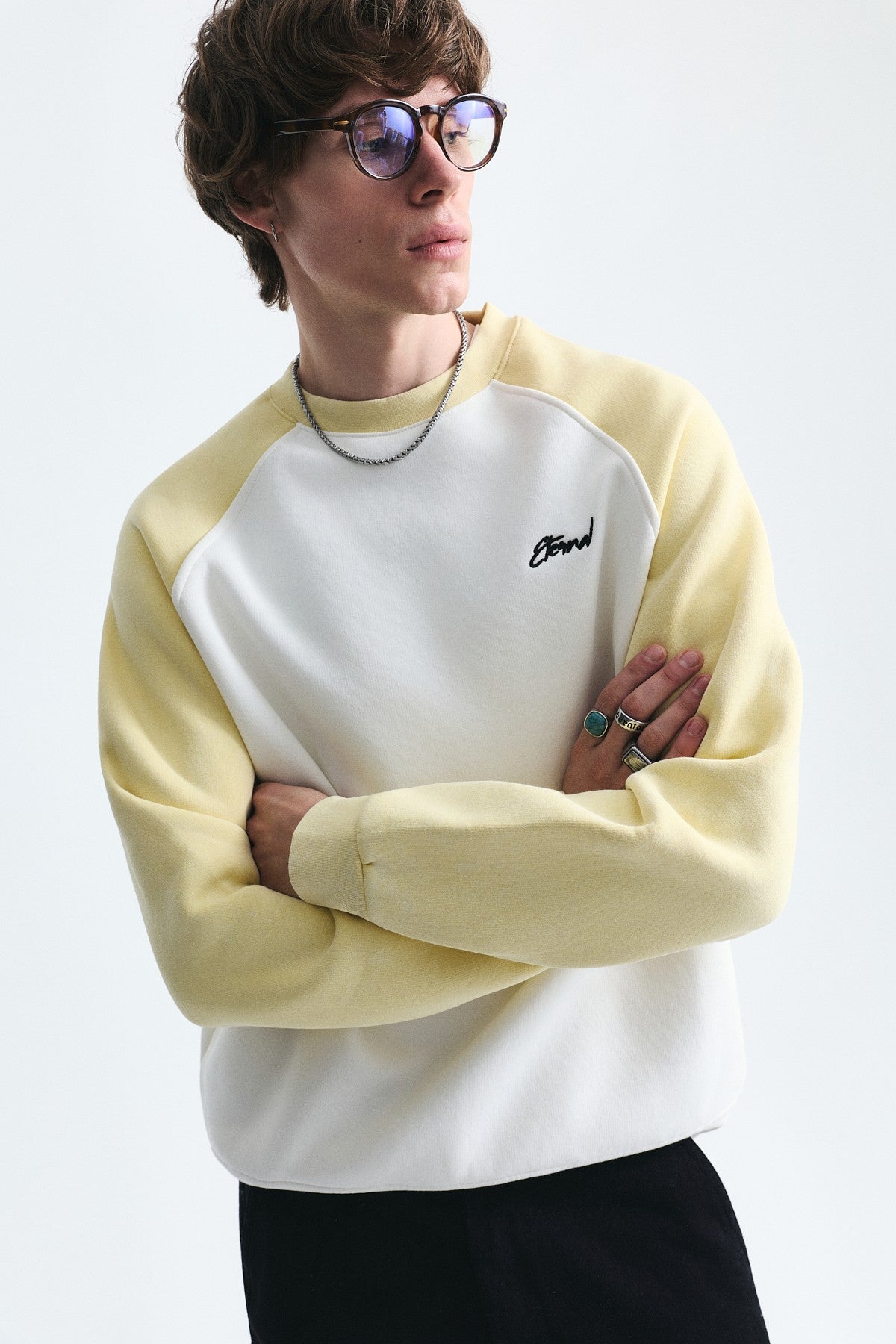 Block-Colored Crew-Neck Sweatshirt