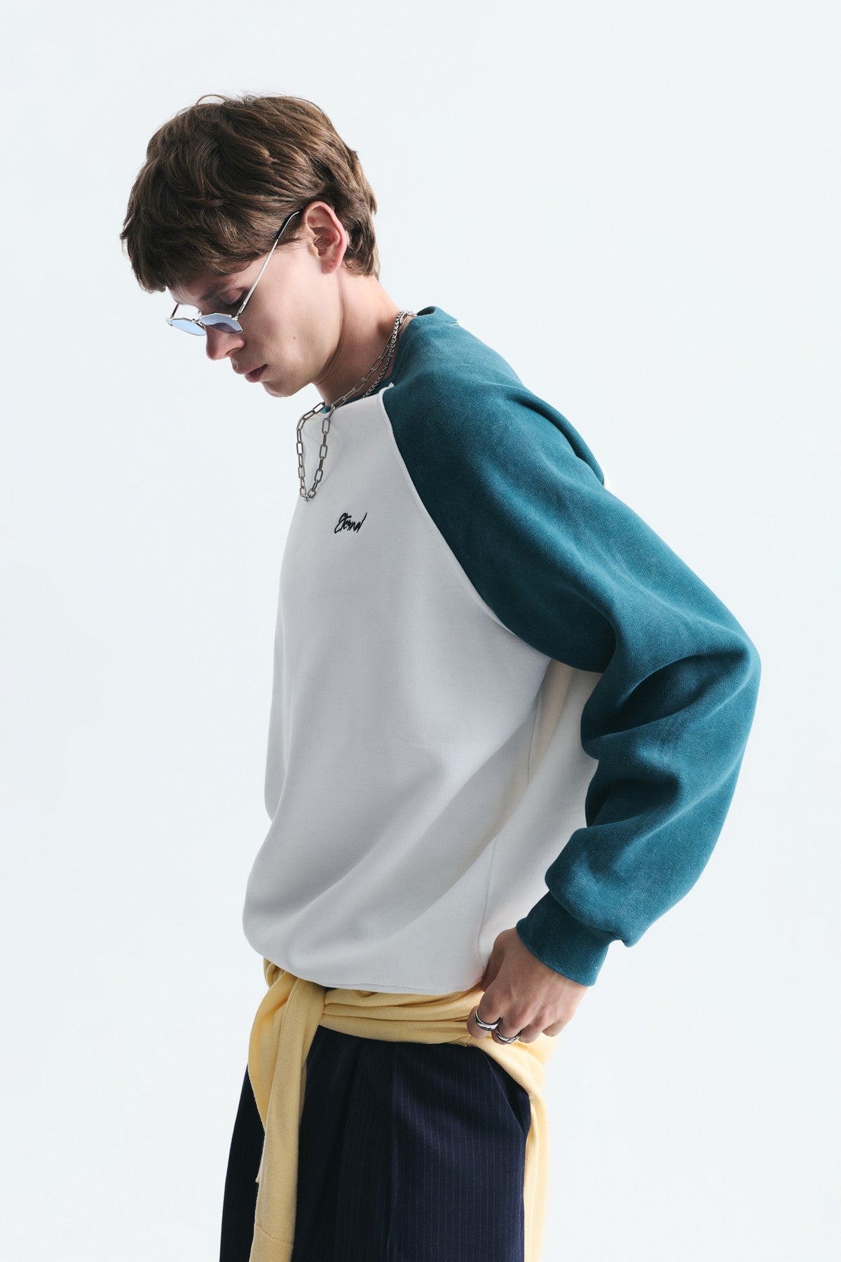 Block-Colored Crew-Neck Sweatshirt