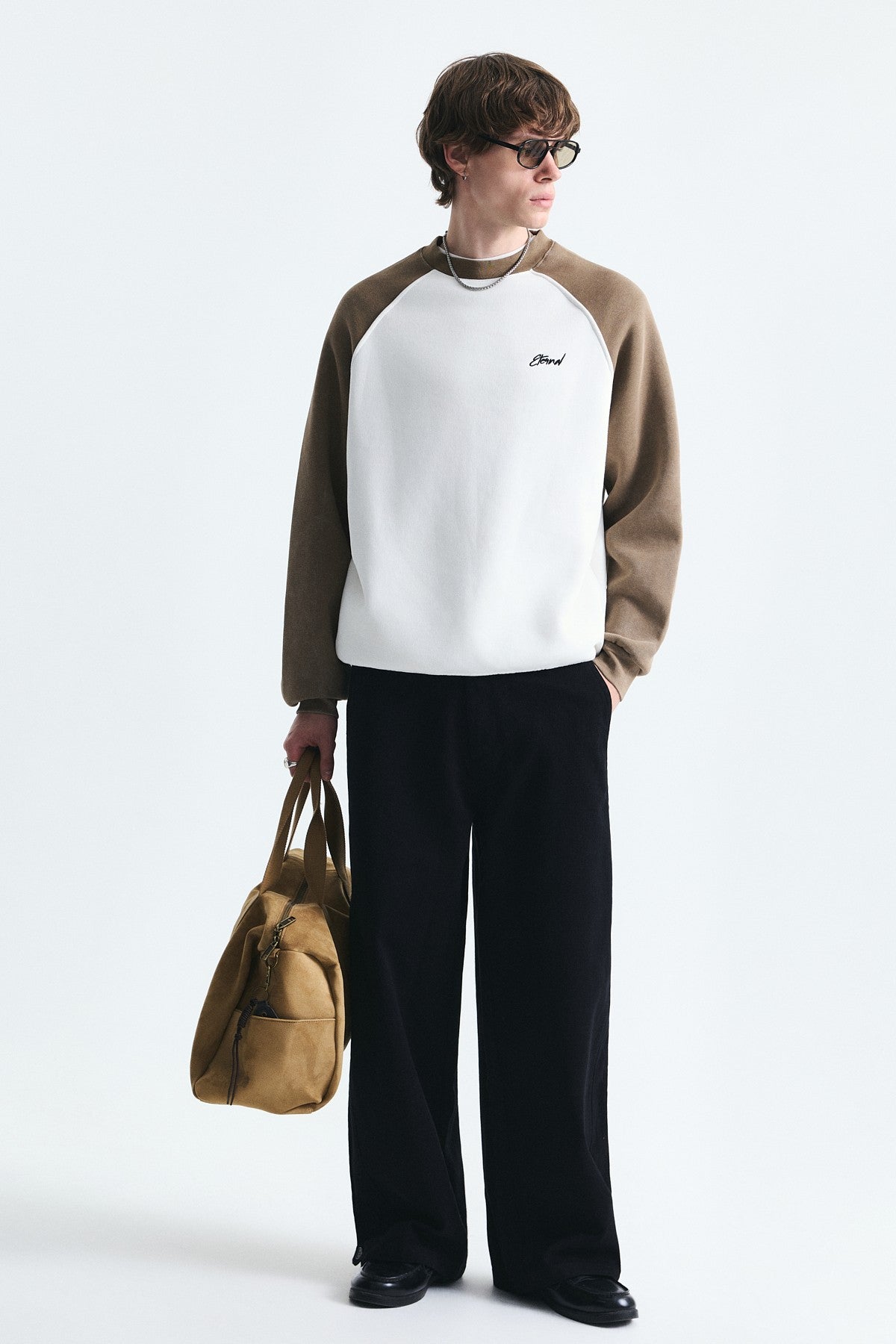 Block-Colored Crew-Neck Sweatshirt