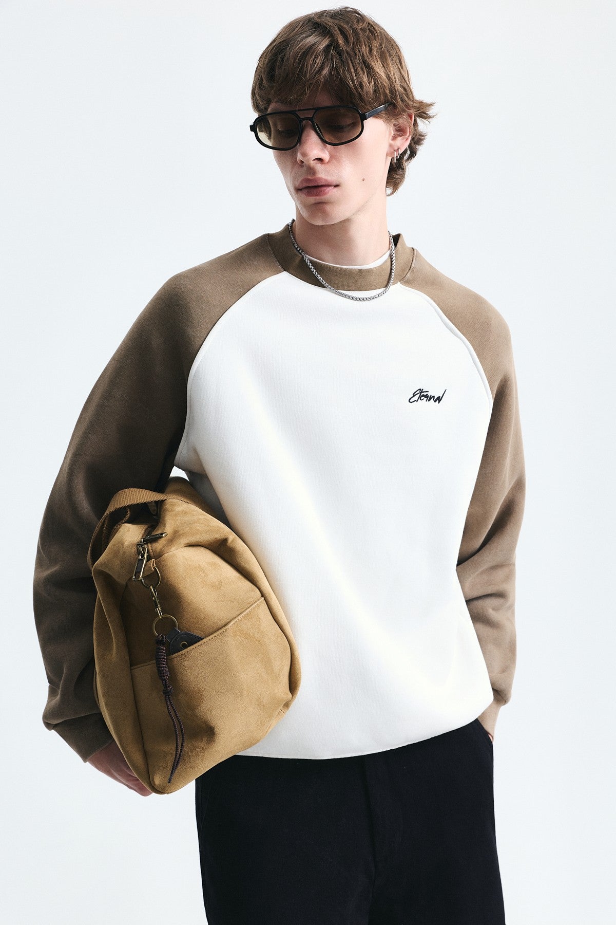 Block-Colored Crew-Neck Sweatshirt