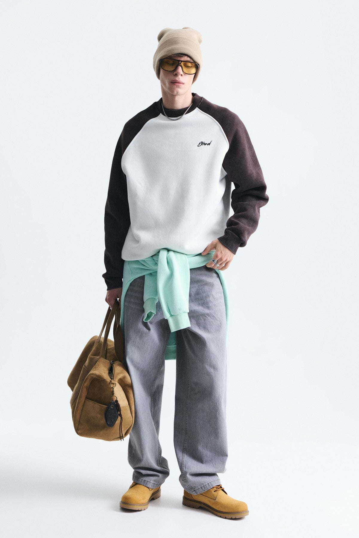 Block-Colored Crew-Neck Sweatshirt