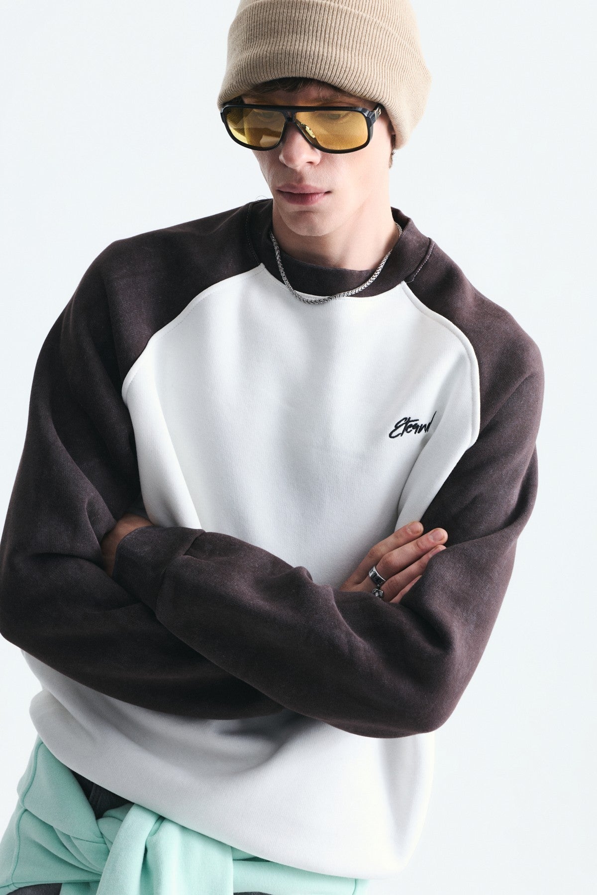 Block-Colored Crew-Neck Sweatshirt