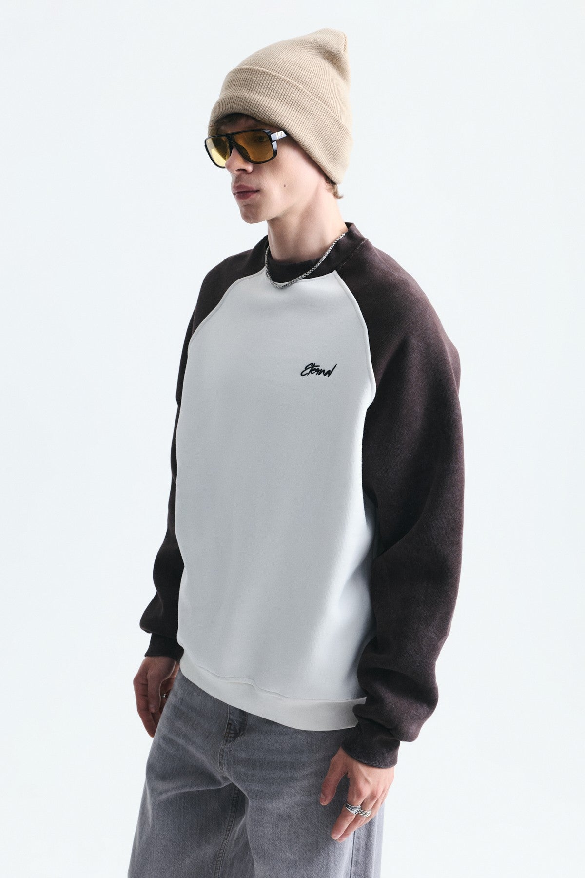 Block-Colored Crew-Neck Sweatshirt
