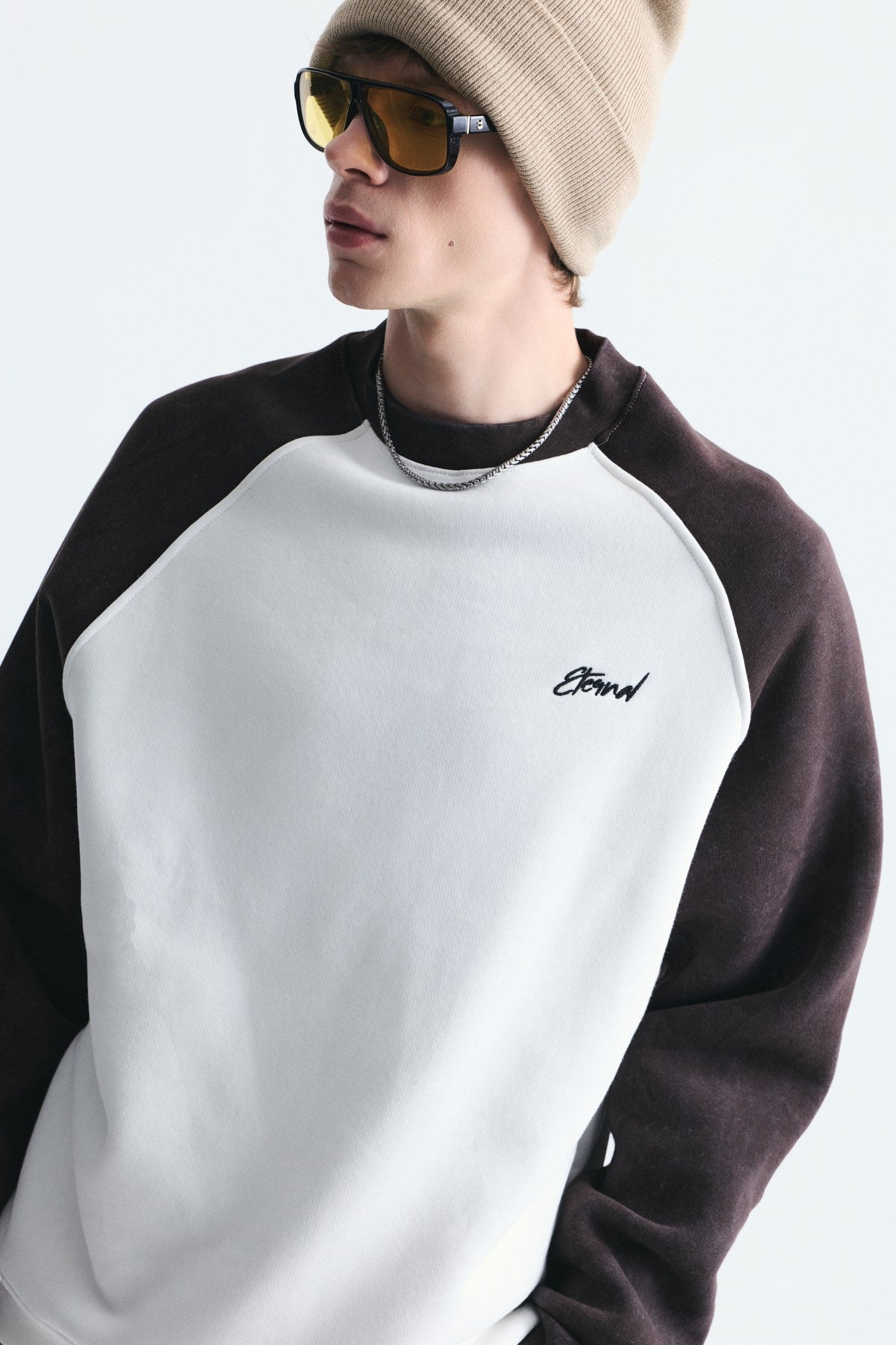 Block-Colored Crew-Neck Sweatshirt
