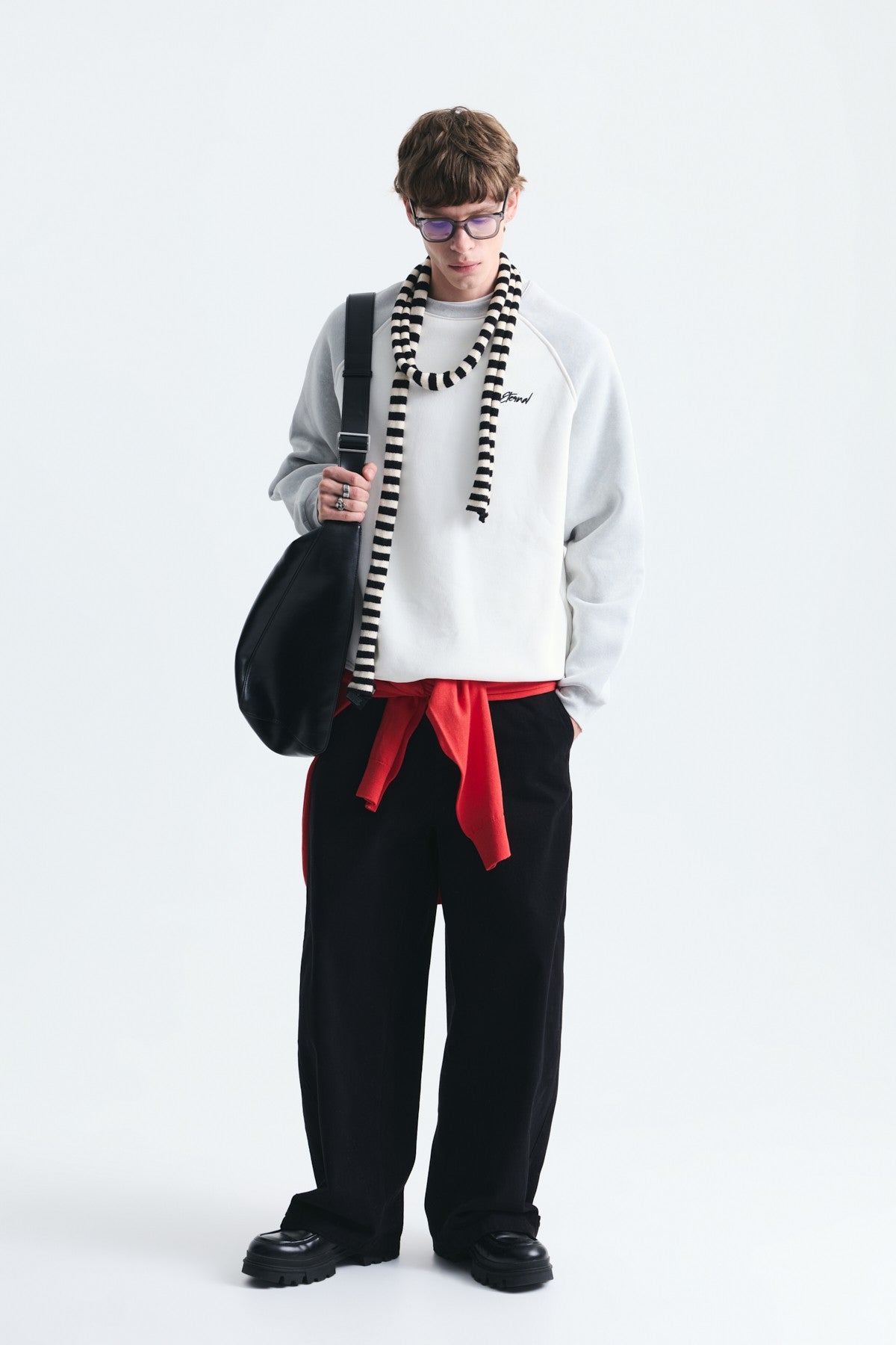 Block-Colored Crew-Neck Sweatshirt