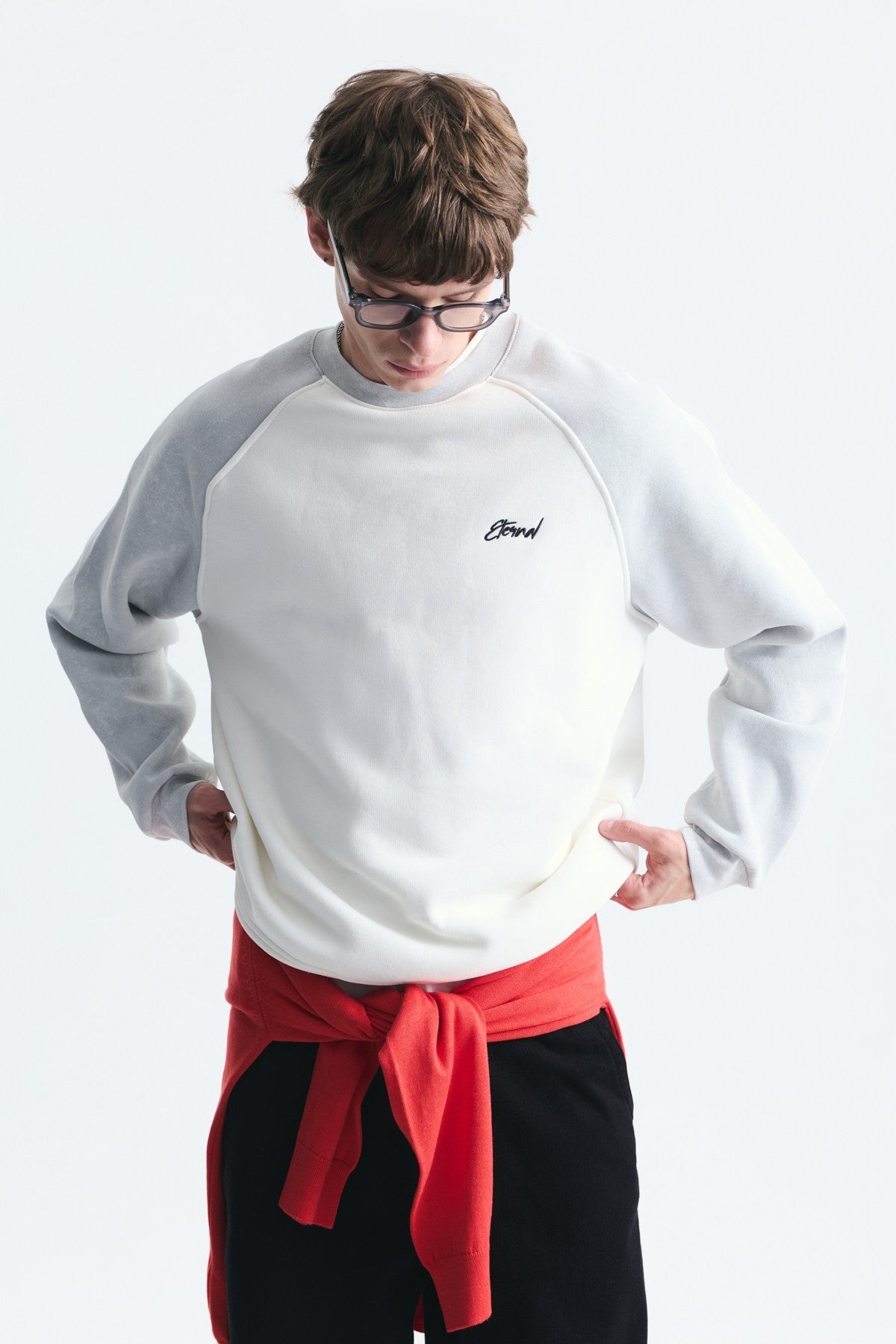 Block-Colored Crew-Neck Sweatshirt
