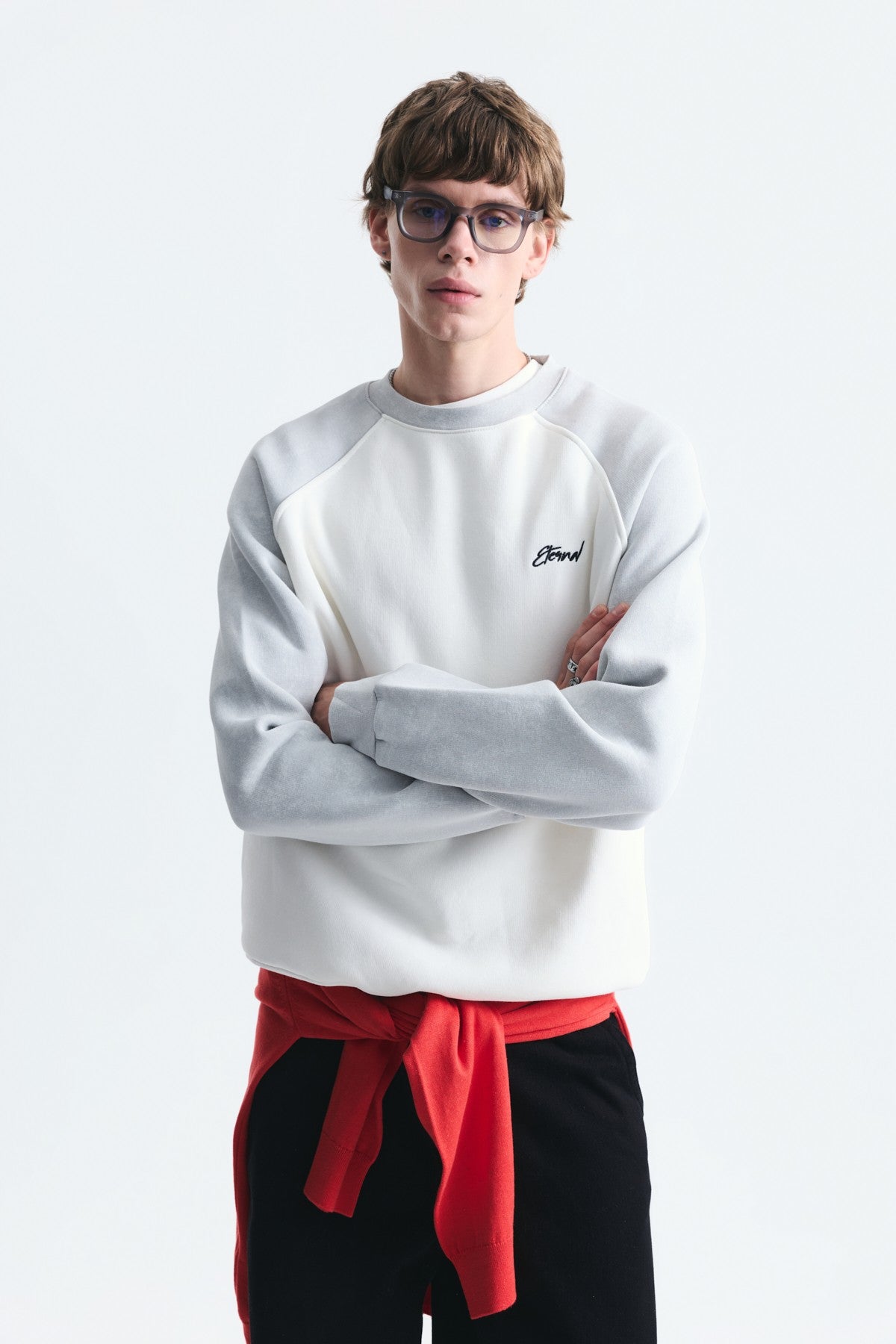 Block-Colored Crew-Neck Sweatshirt