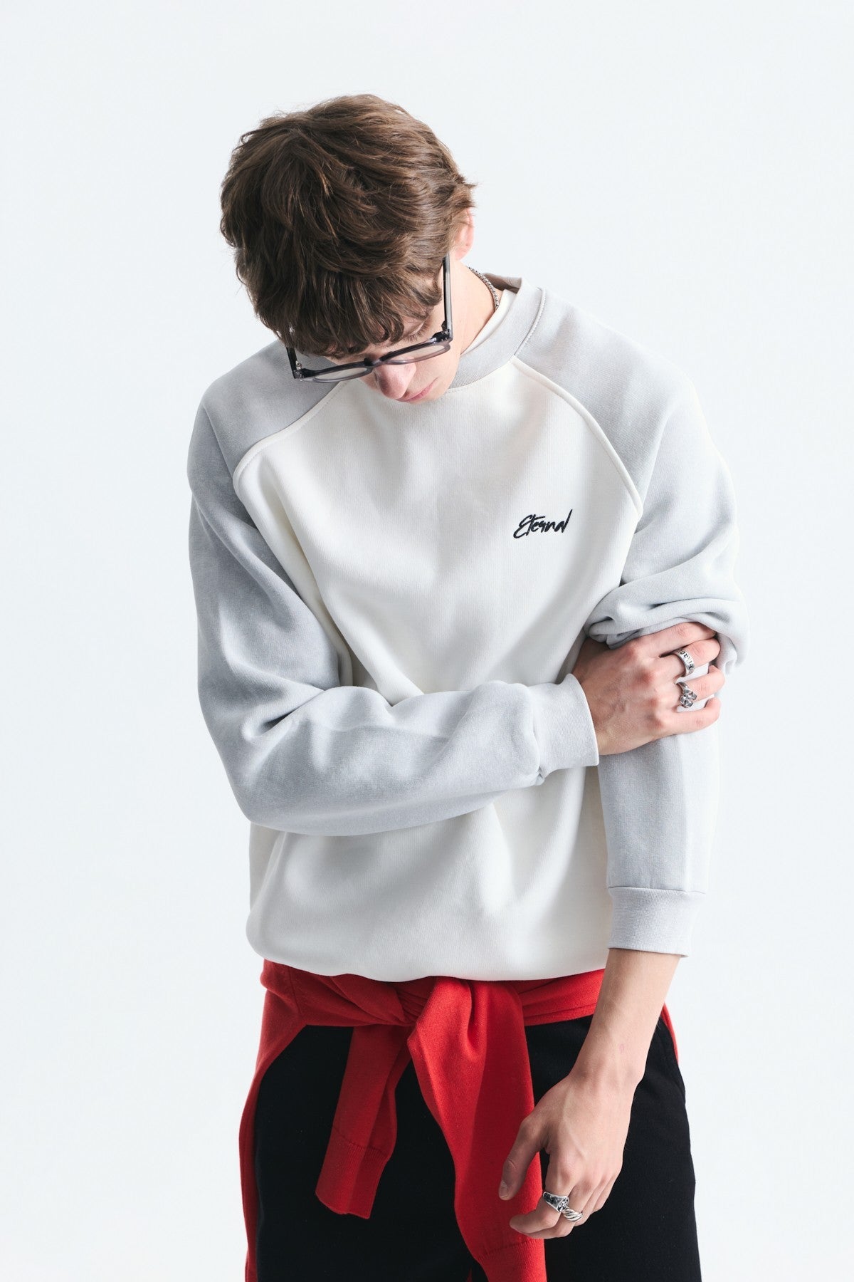 Block-Colored Crew-Neck Sweatshirt