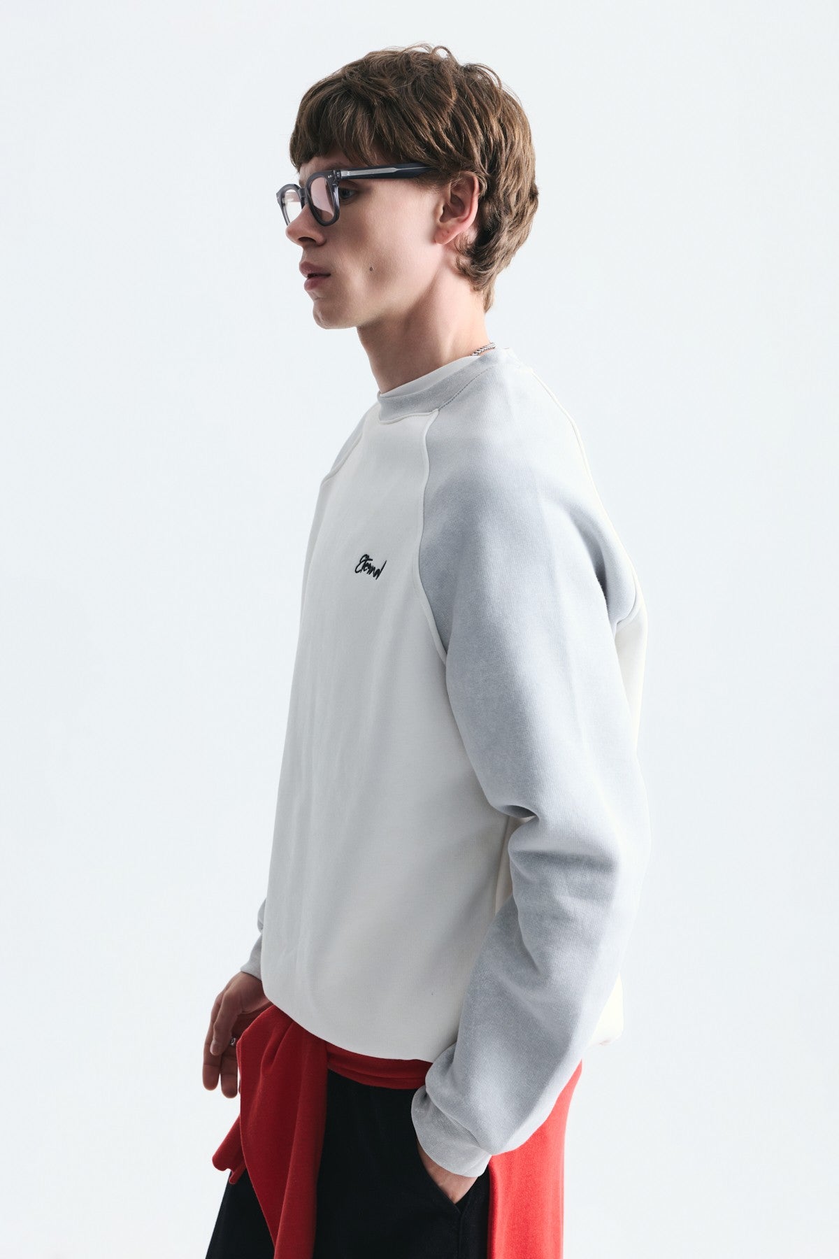 Block-Colored Crew-Neck Sweatshirt
