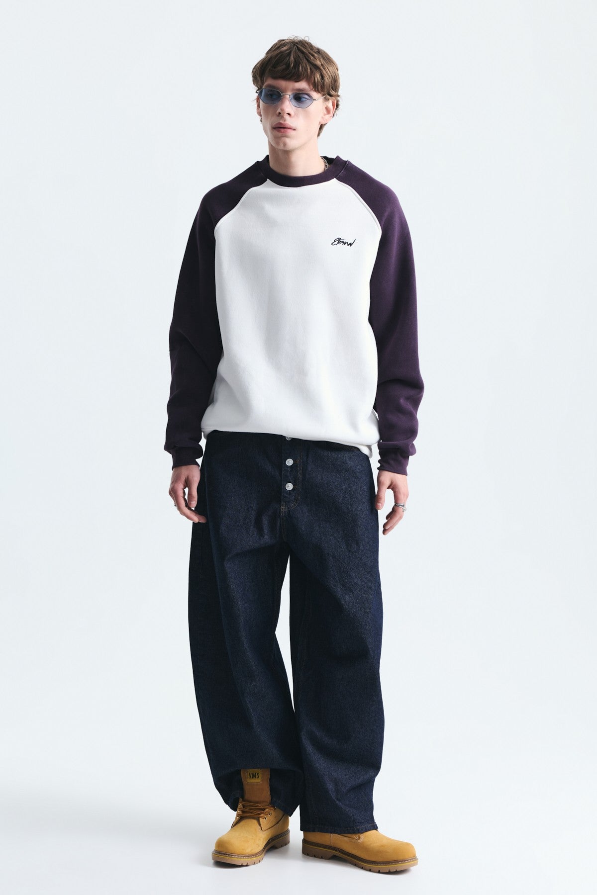Block-Colored Crew-Neck Sweatshirt