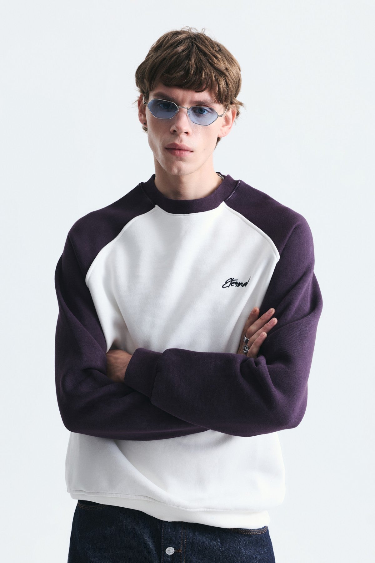 Block-Colored Crew-Neck Sweatshirt