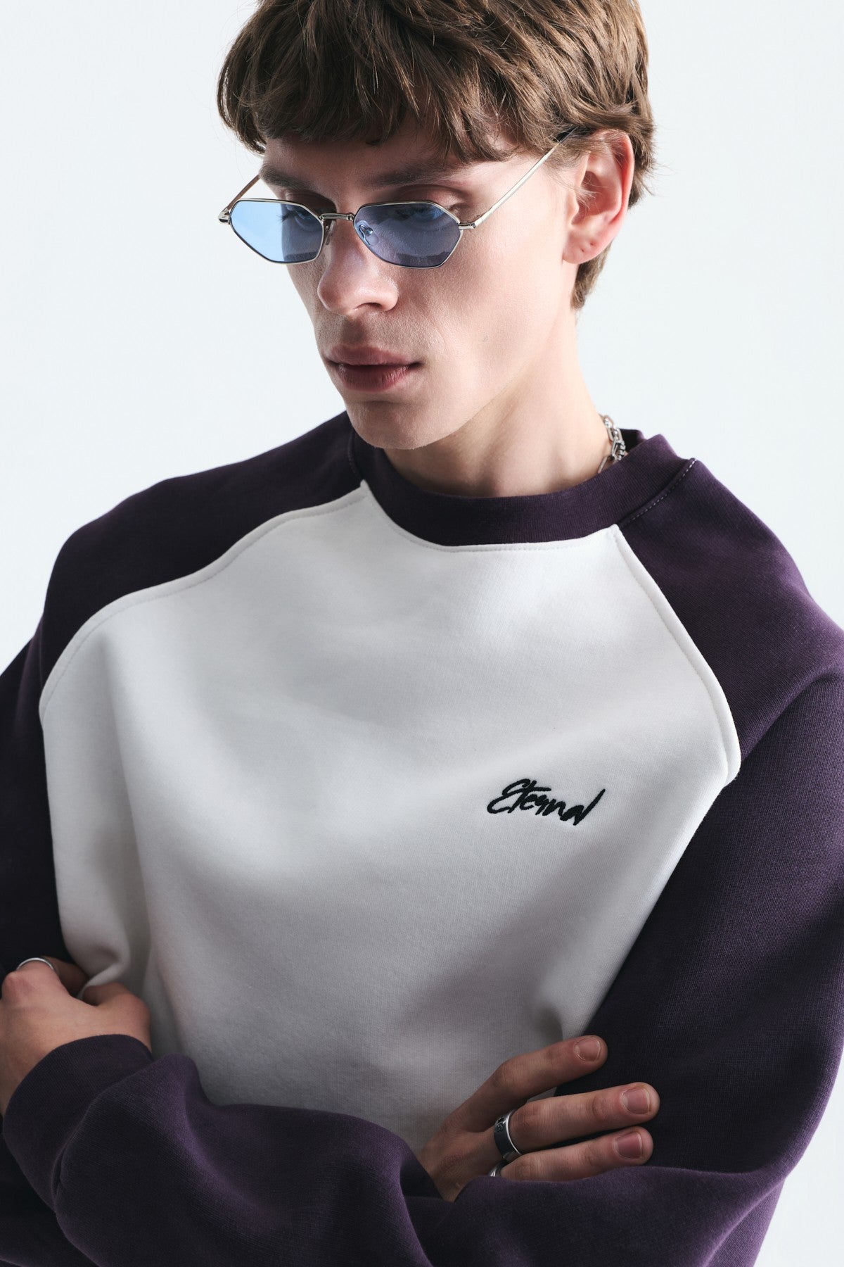 Block-Colored Crew-Neck Sweatshirt