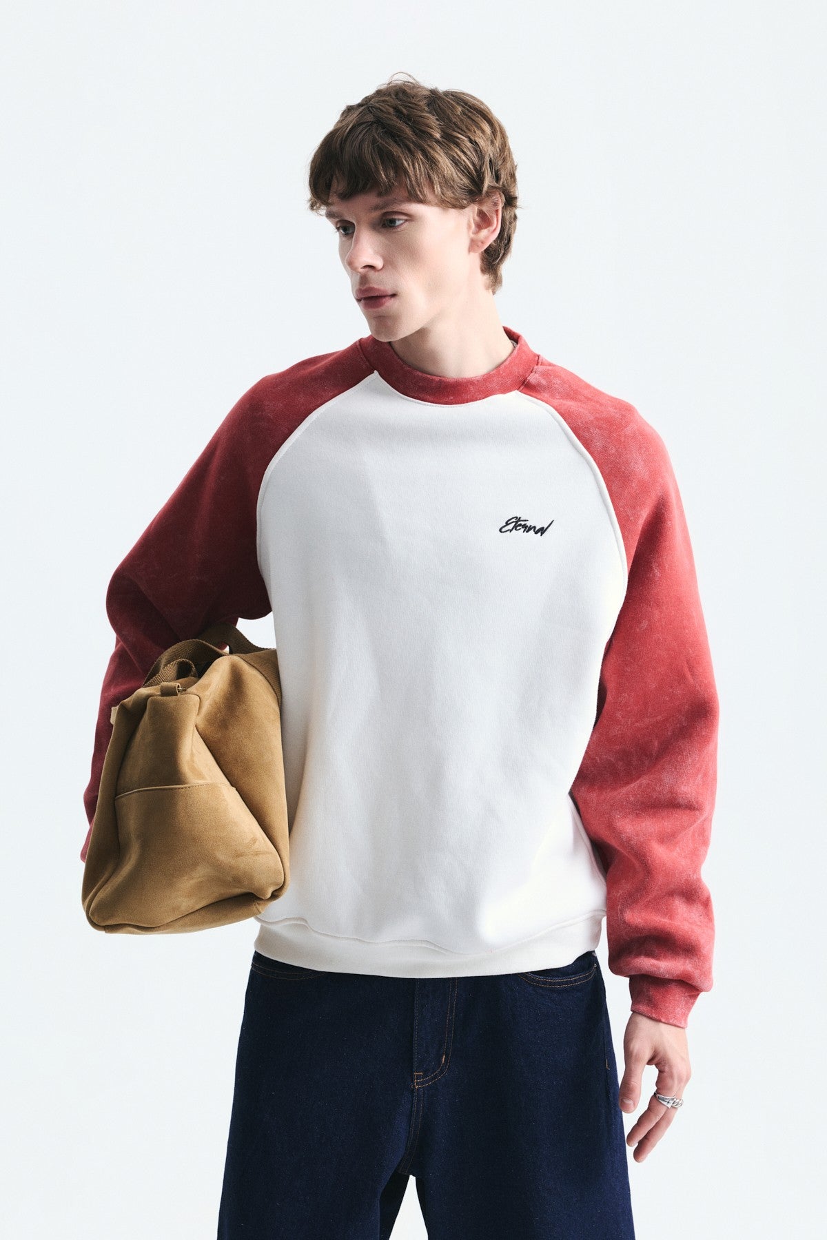 Block-Colored Crew-Neck Sweatshirt