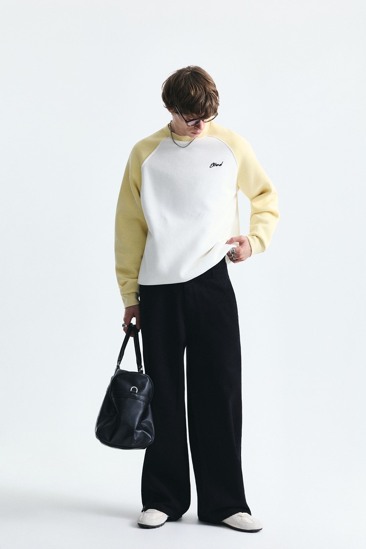 Block-Colored Crew-Neck Sweatshirt