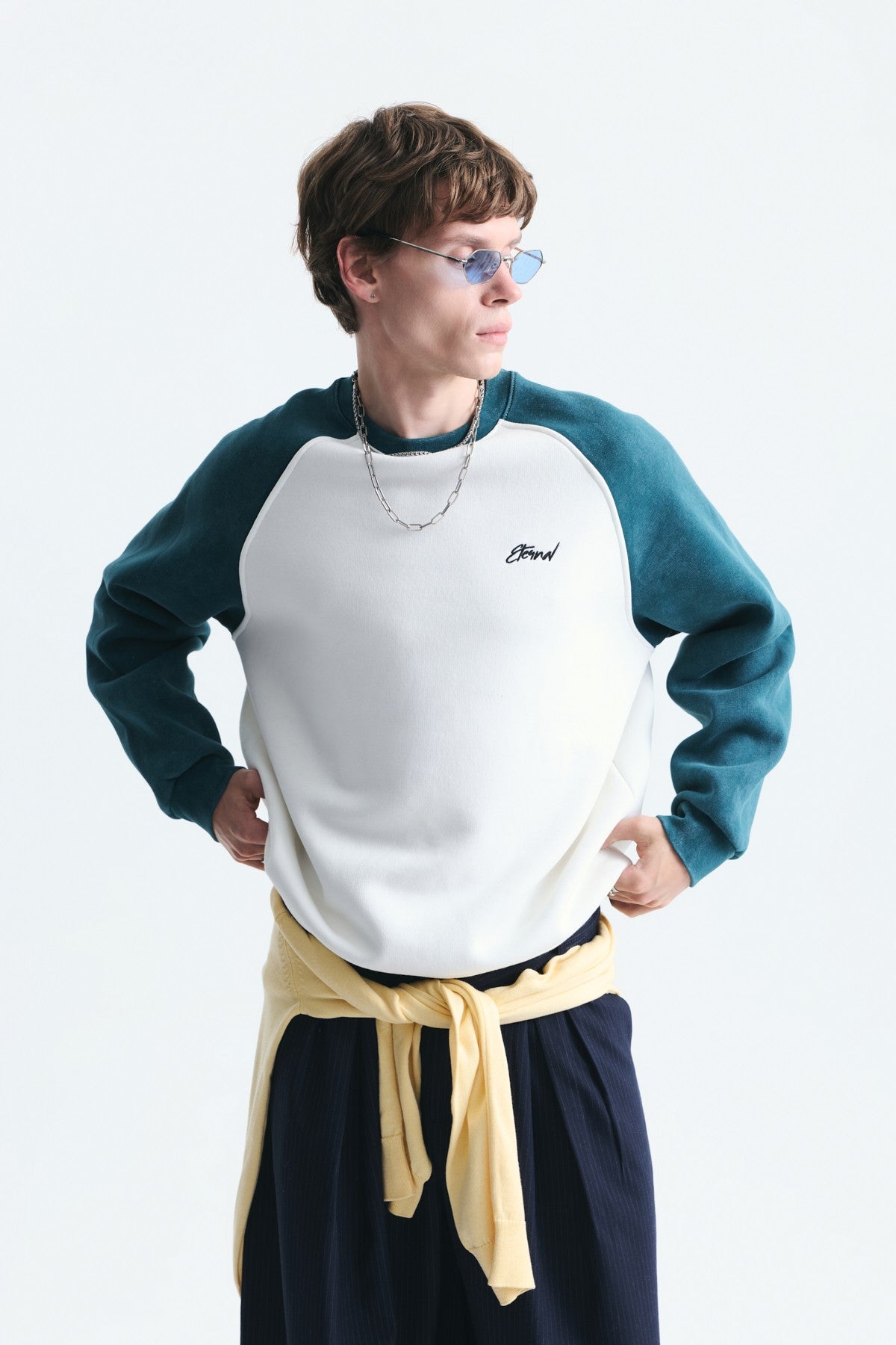 Block-Colored Crew-Neck Sweatshirt