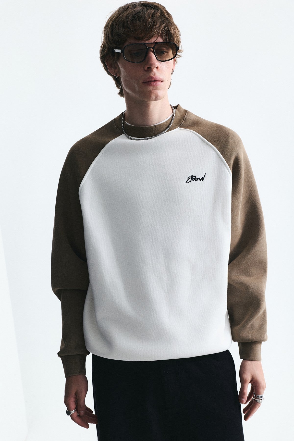 Block-Colored Crew-Neck Sweatshirt