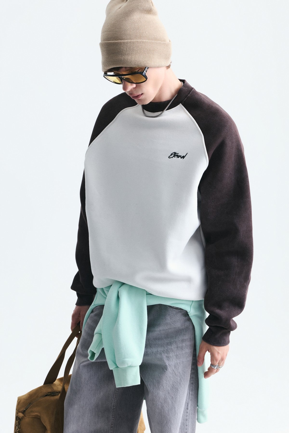 Block-Colored Crew-Neck Sweatshirt