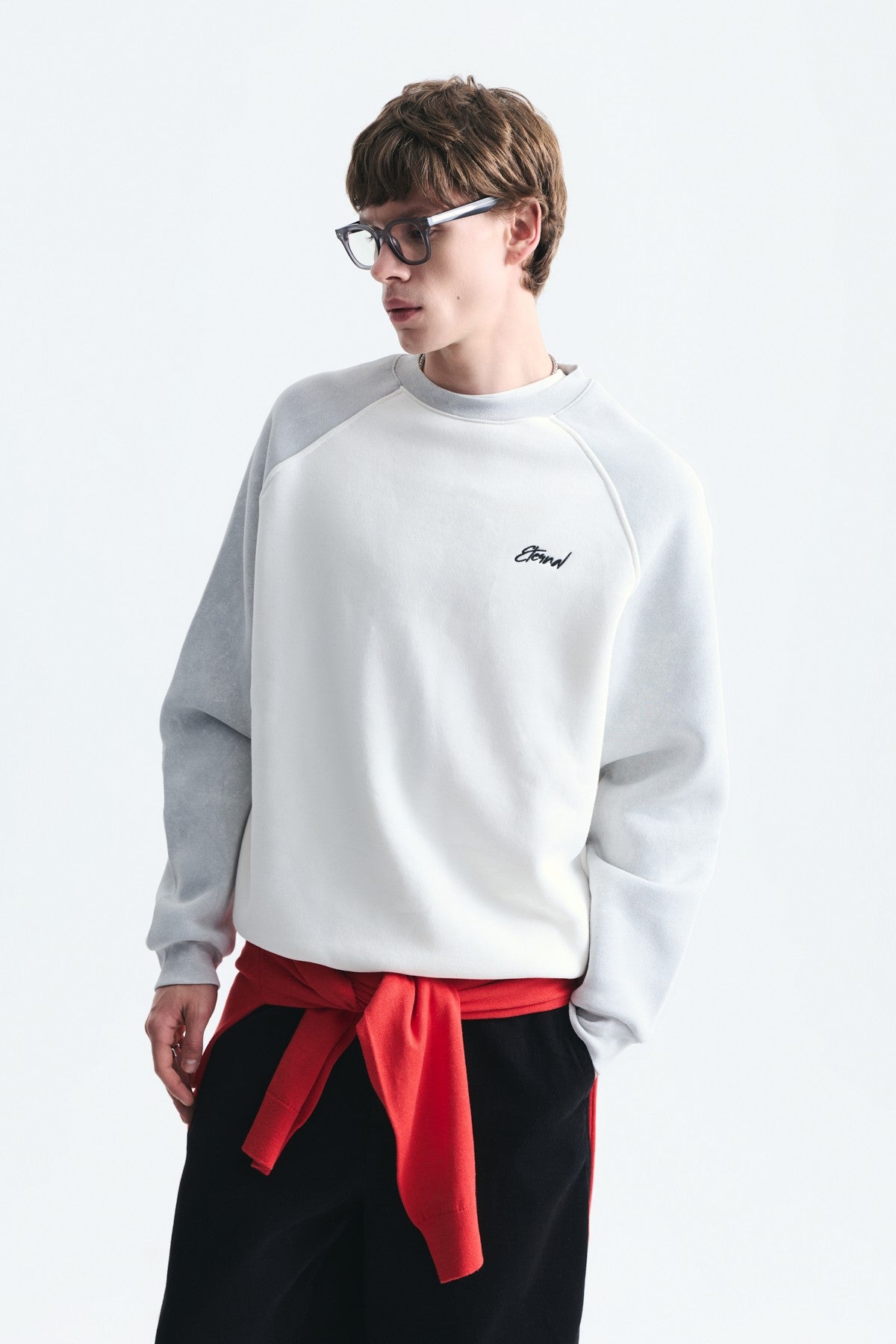 Block-Colored Crew-Neck Sweatshirt