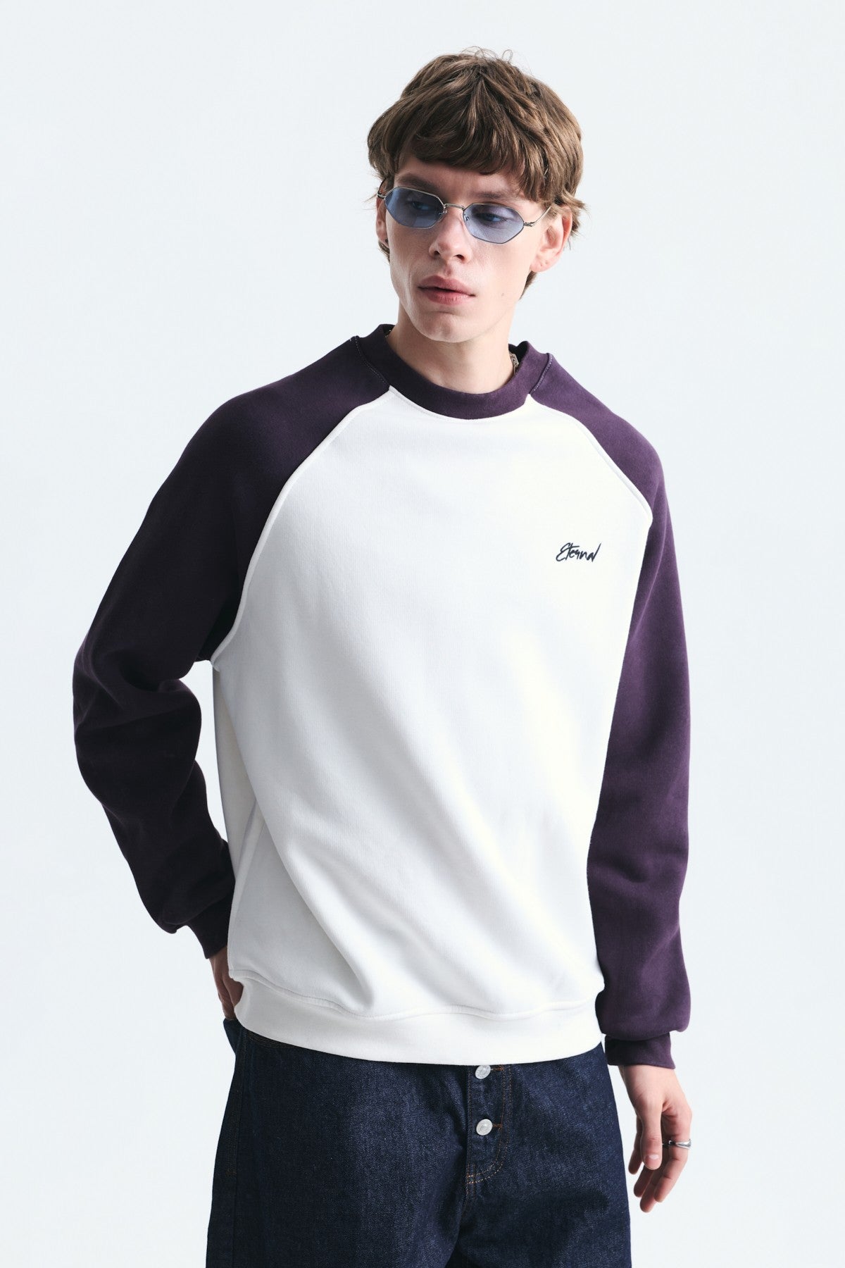 Block-Colored Crew-Neck Sweatshirt