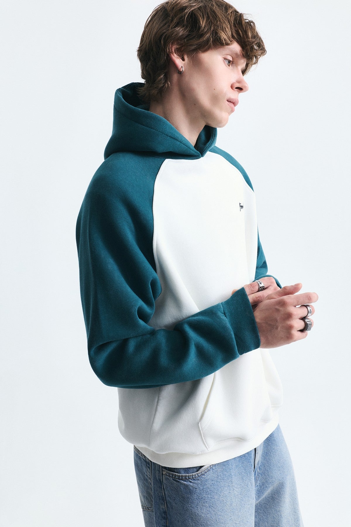 Color-Blocked Hooded Sweatshirt