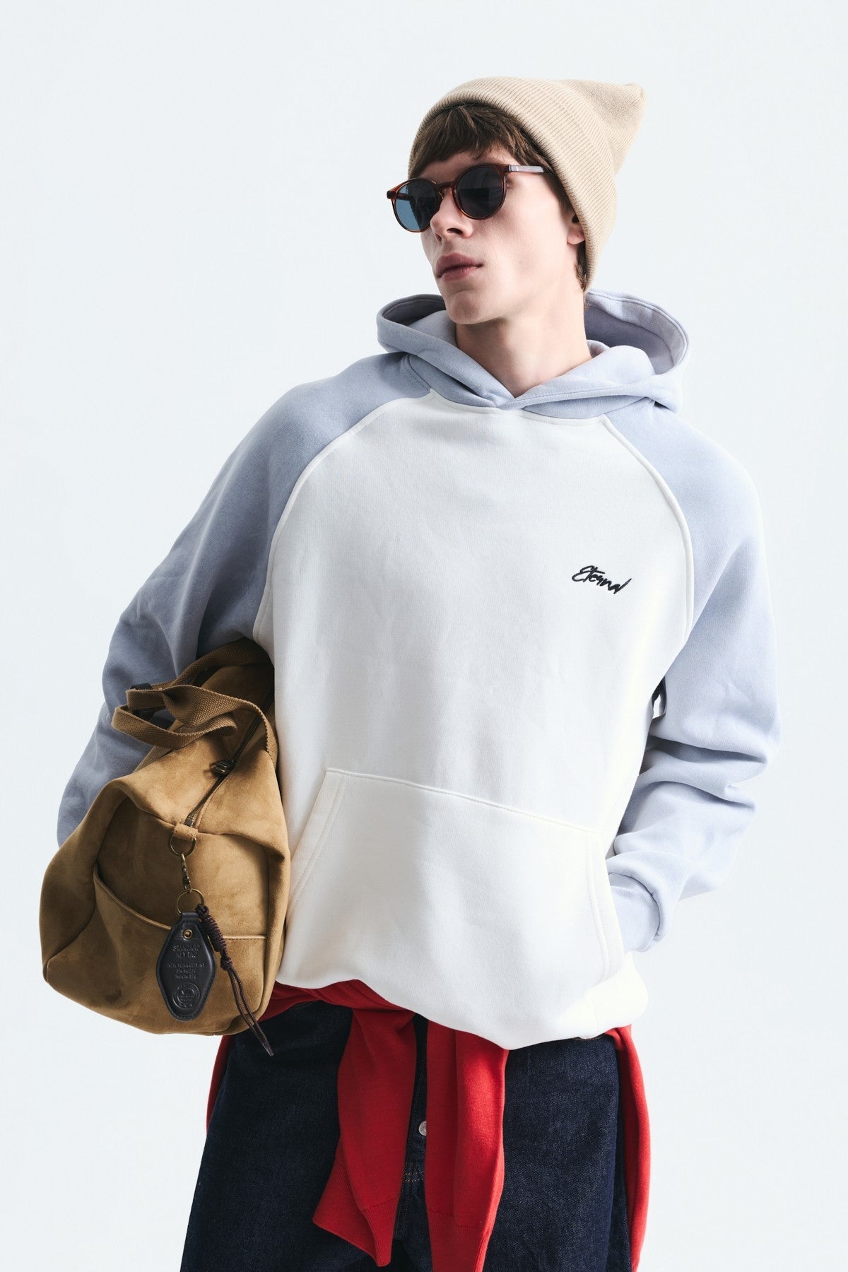 Color-Blocked Hooded Sweatshirt