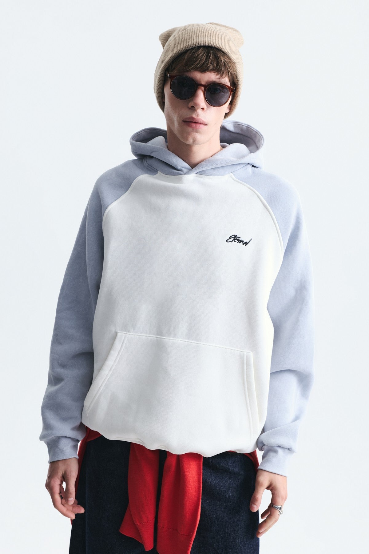 Color-Blocked Hooded Sweatshirt