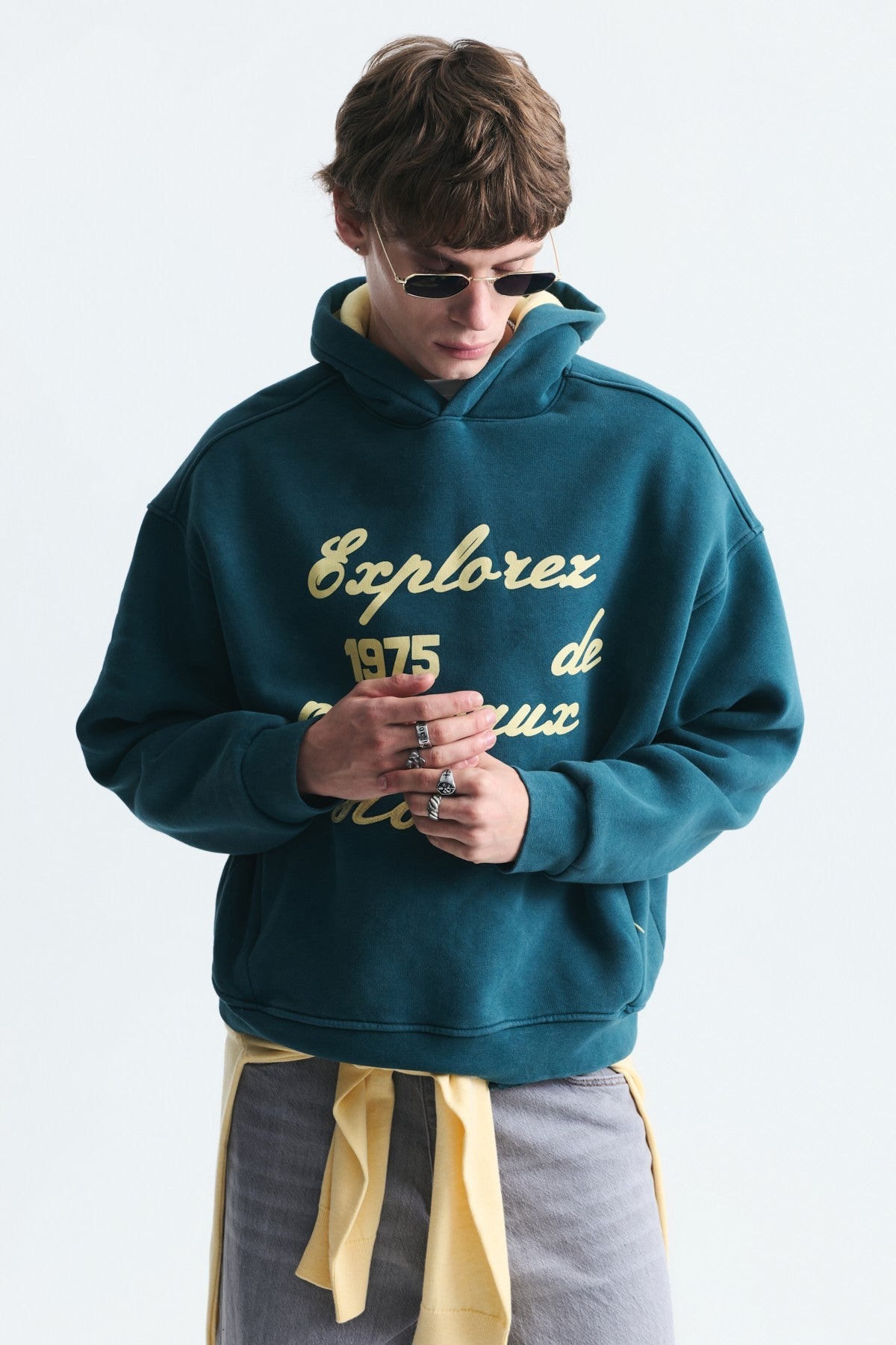Oversized Printed Washed Sweatshirt
