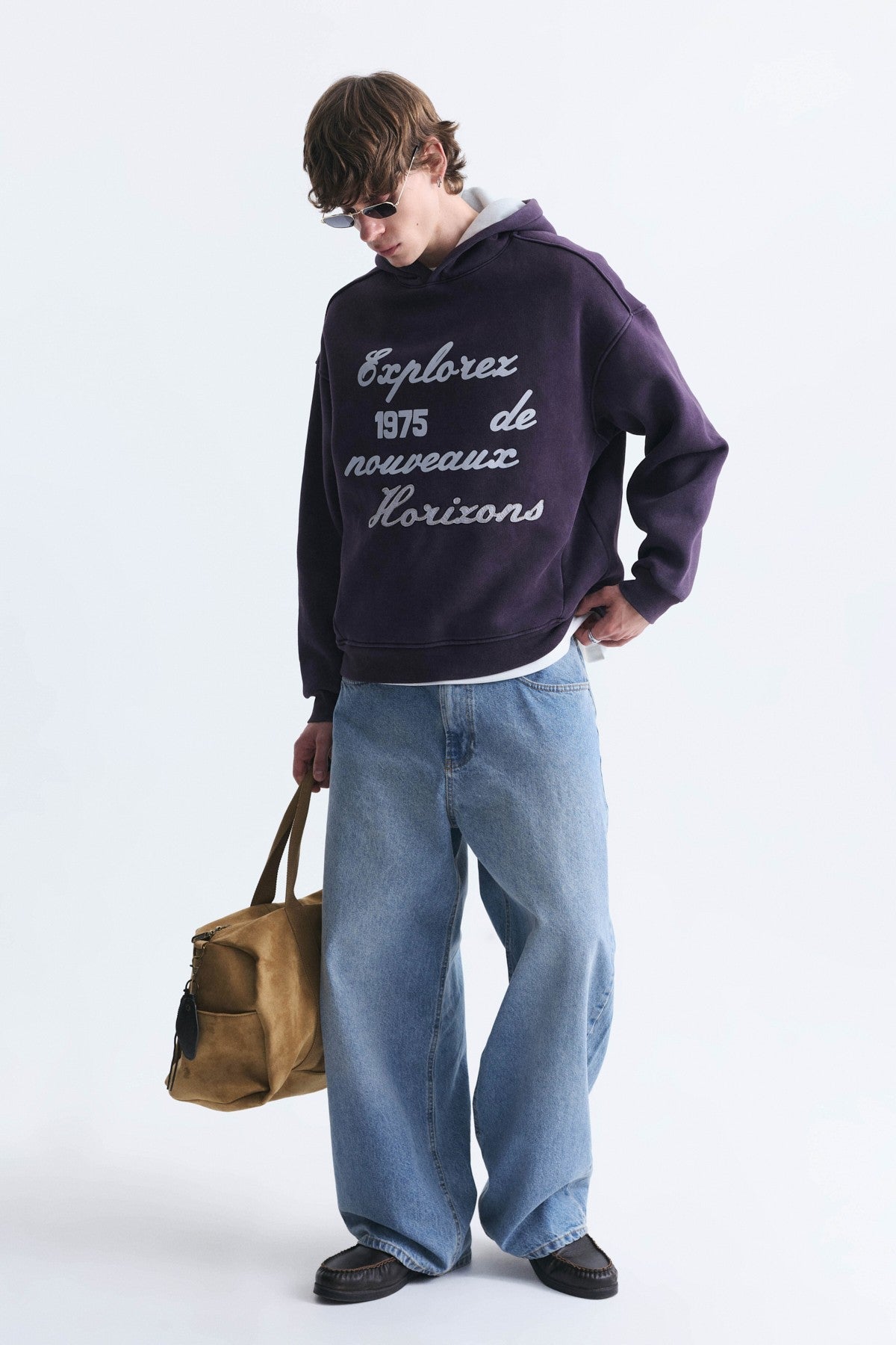 Oversized Printed Washed Sweatshirt