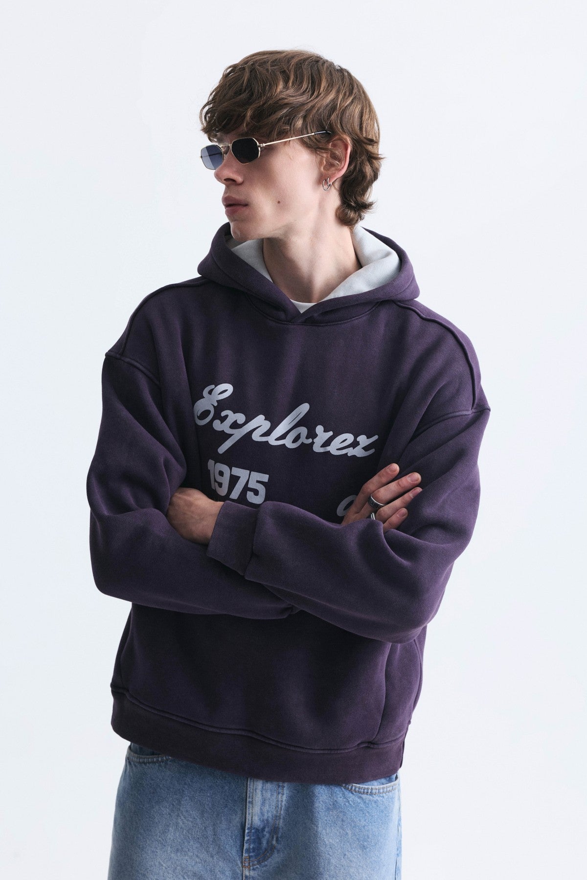 Oversized Printed Washed Sweatshirt