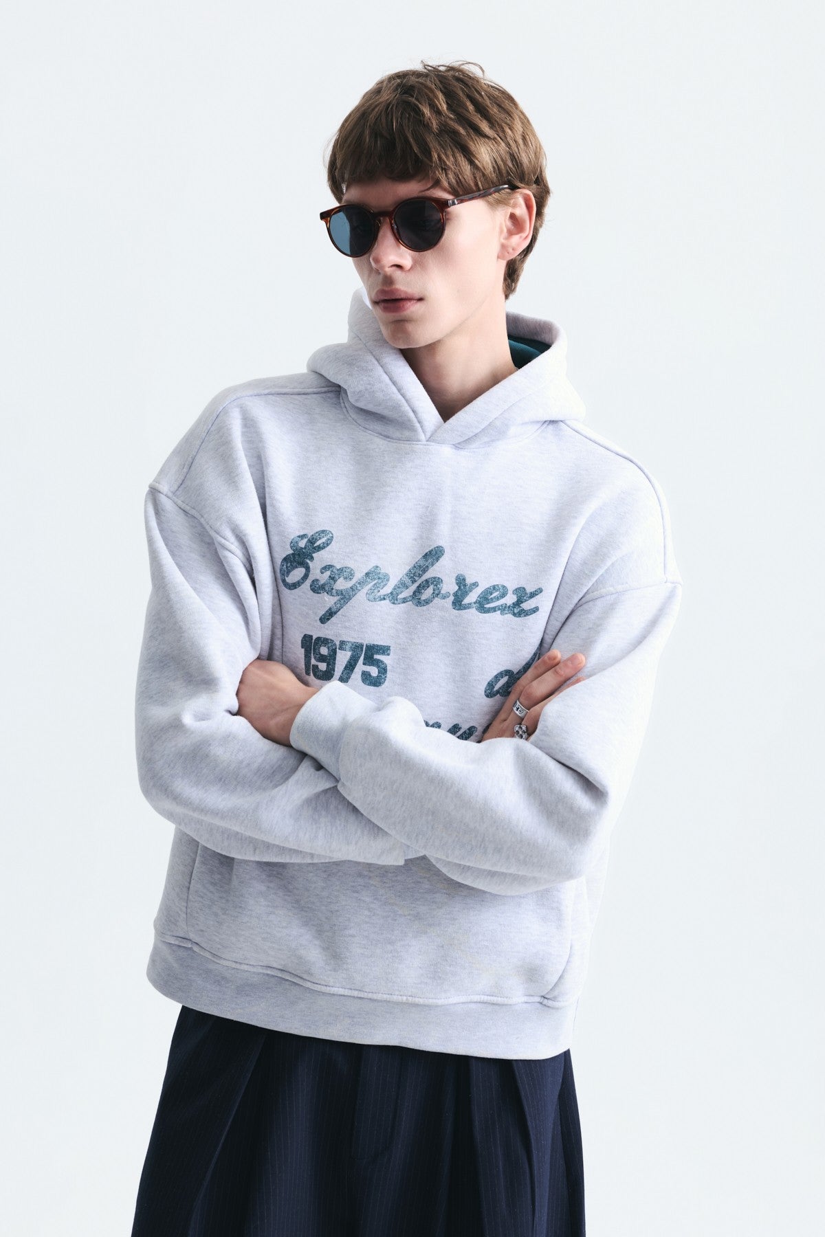 Oversized Printed Washed Sweatshirt