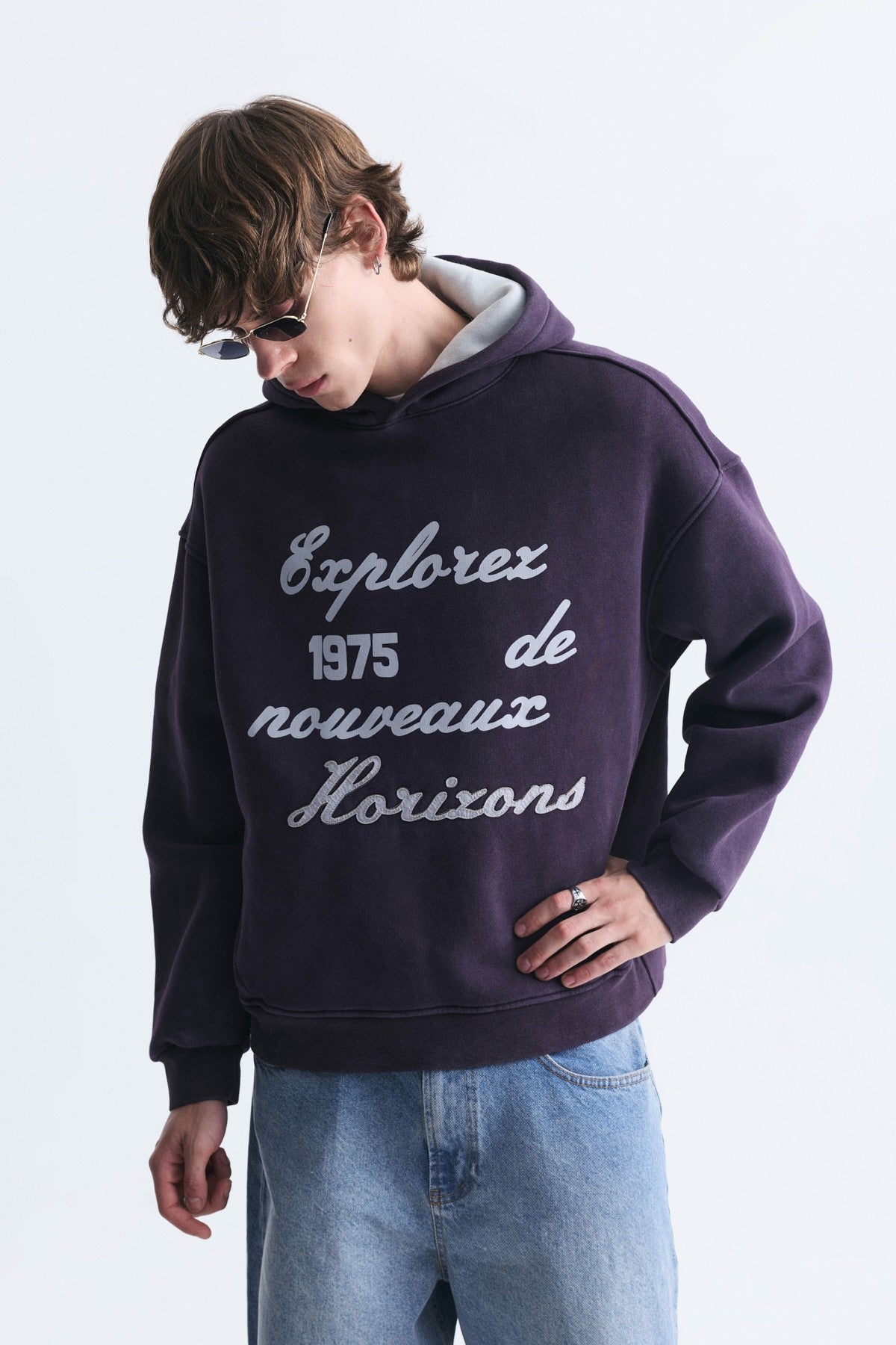 Oversized Printed Washed Sweatshirt