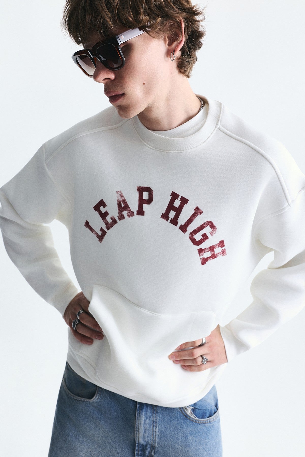 Oversized Sweatshirt with Printed Design (Machine Washable)