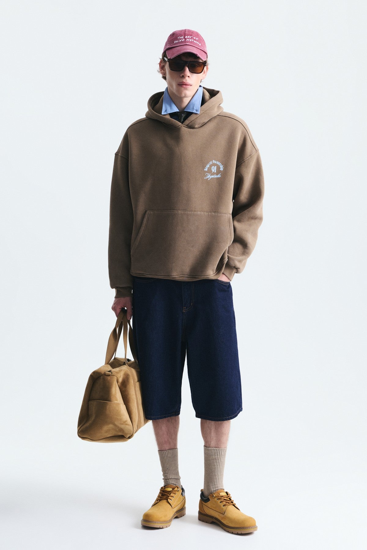 Boxy Fit Hooded Sweatshirt with Print