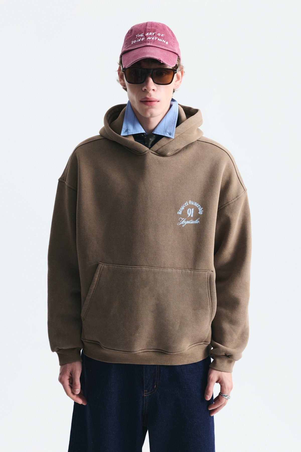 Boxy Fit Hooded Sweatshirt with Print