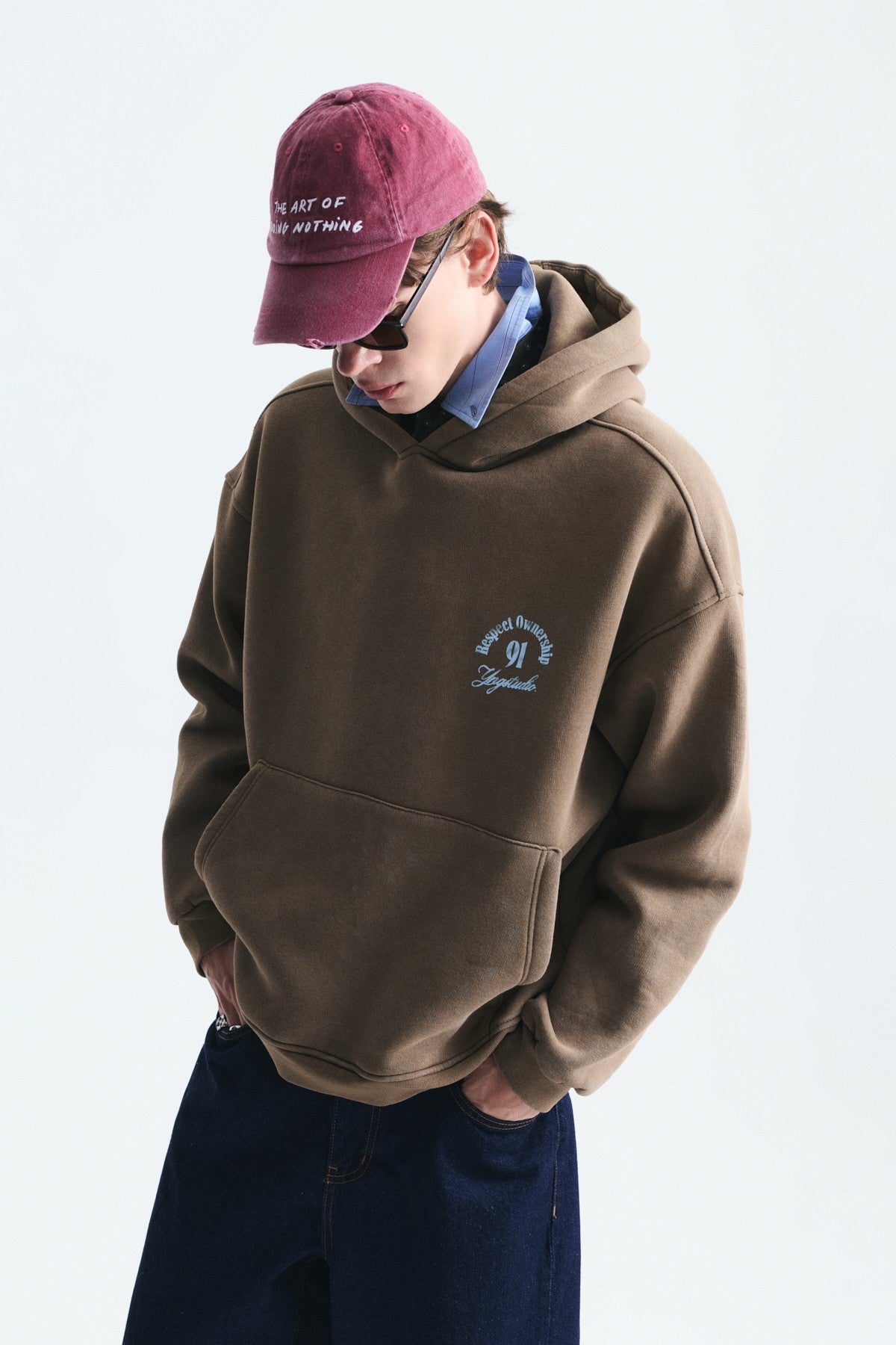 Boxy Fit Hooded Sweatshirt with Print