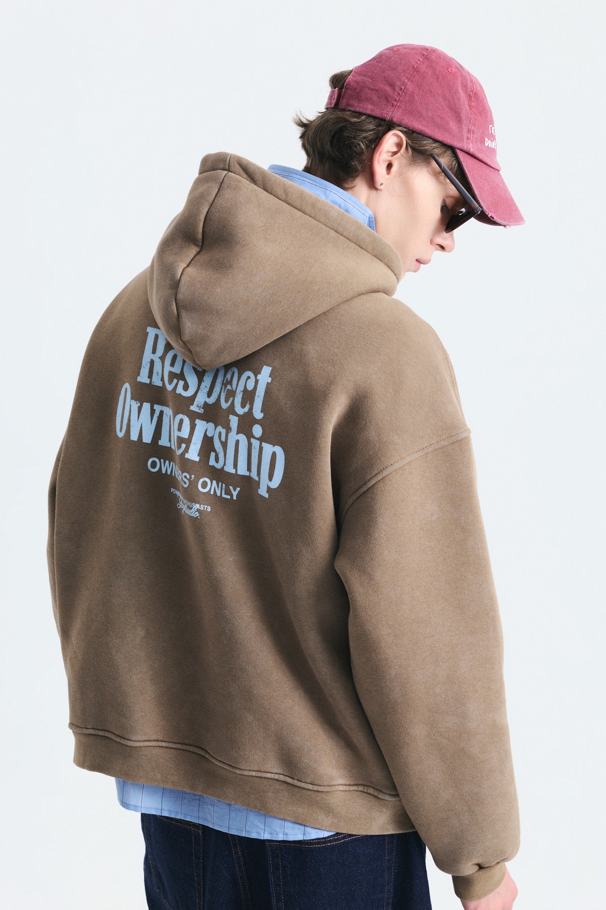 Boxy Fit Hooded Sweatshirt with Print