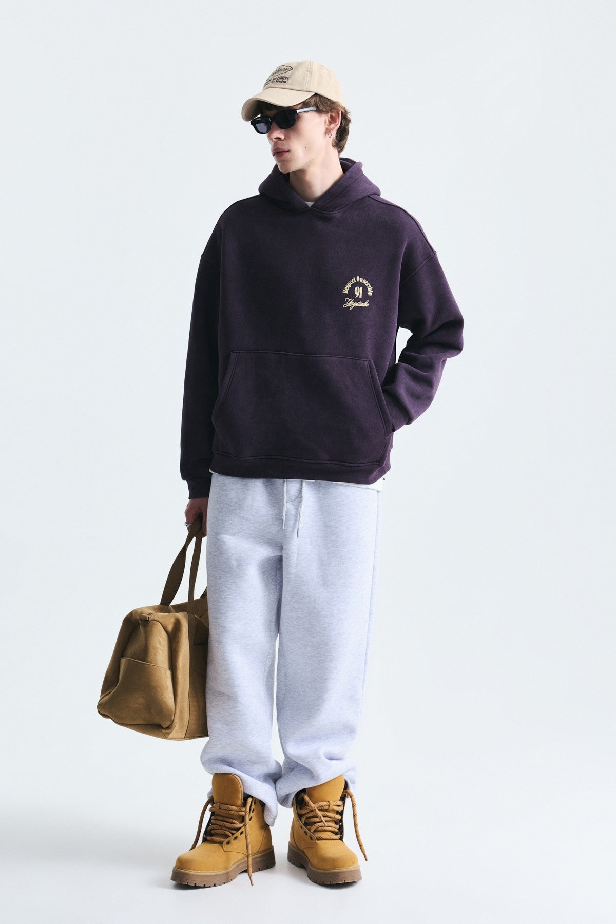 Boxy Fit Hooded Sweatshirt with Print