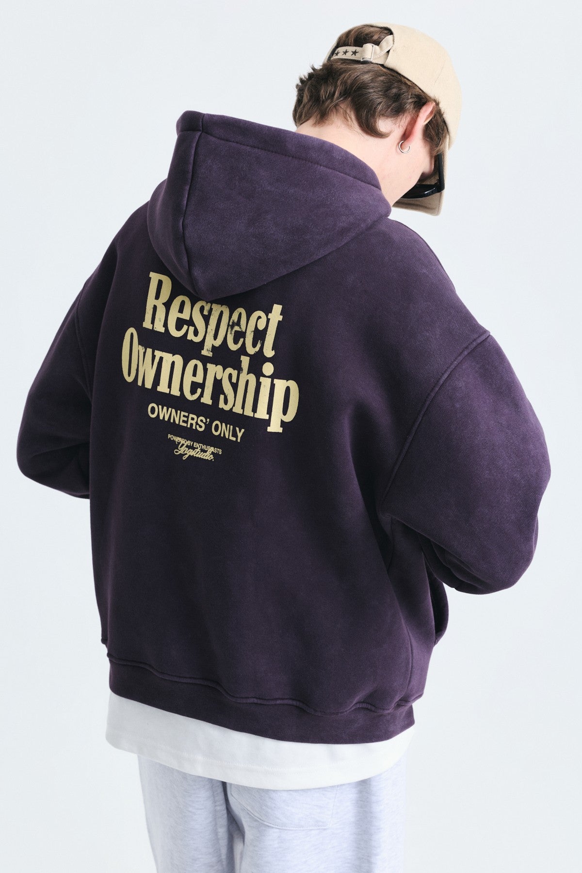 Boxy Fit Hooded Sweatshirt with Print