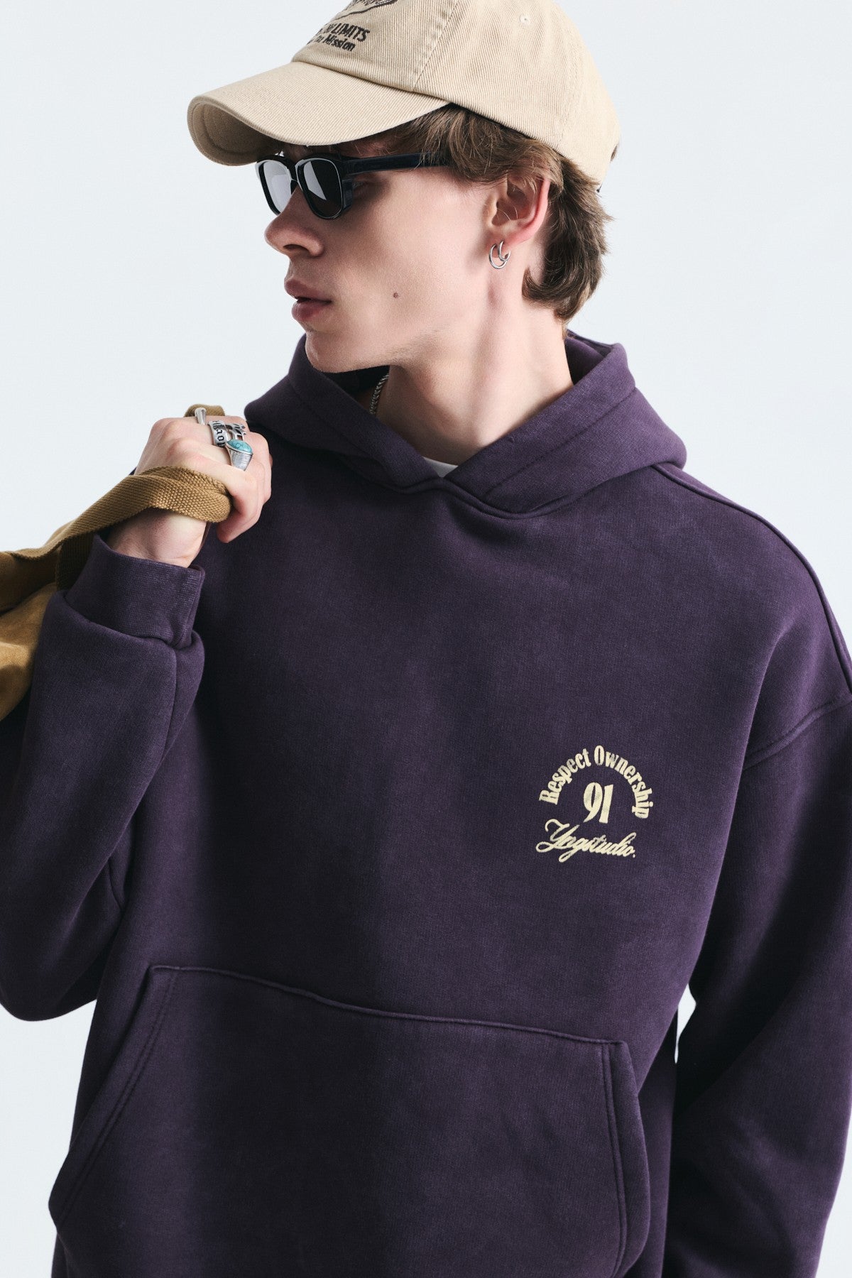Boxy Fit Hooded Sweatshirt with Print