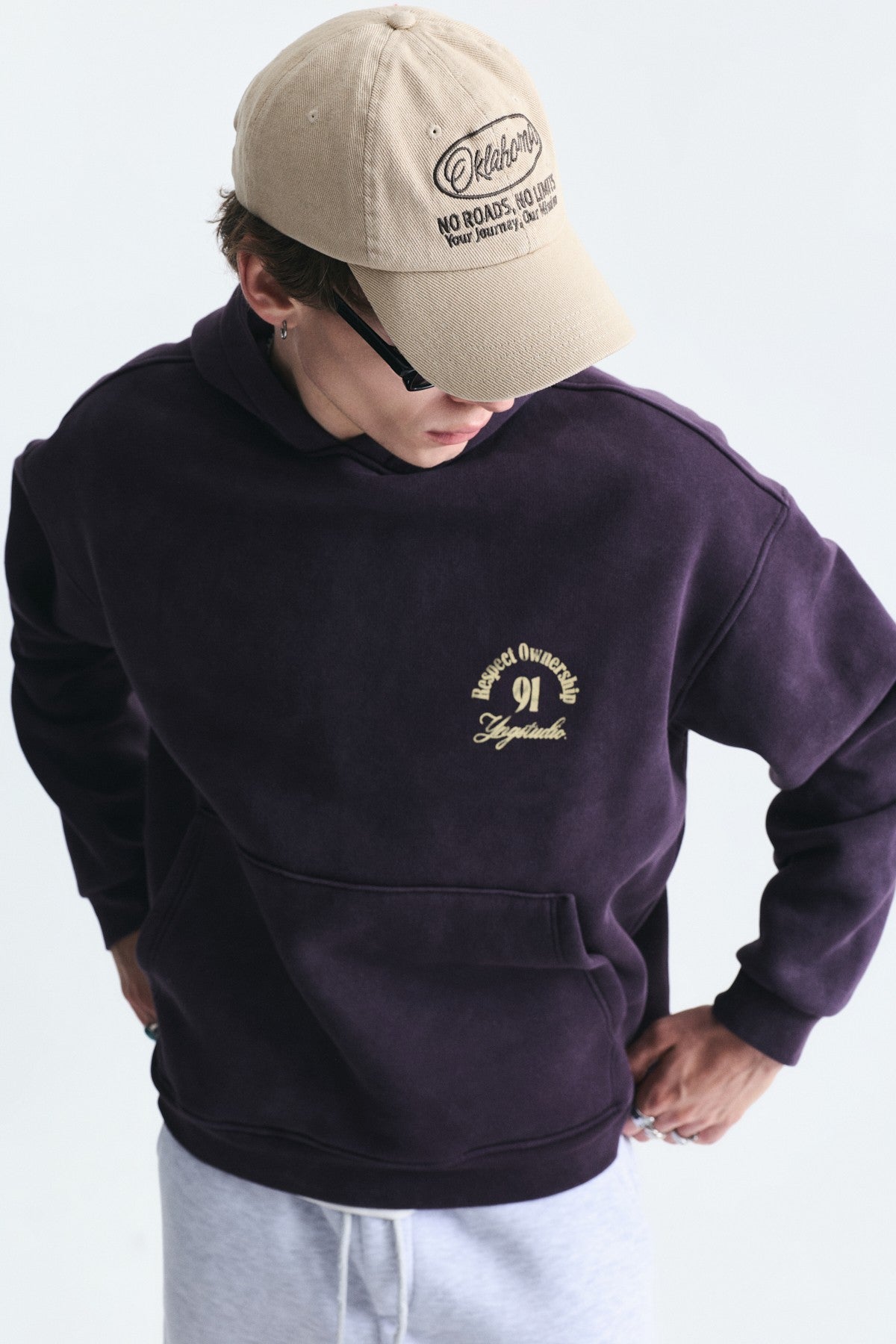 Boxy Fit Hooded Sweatshirt with Print